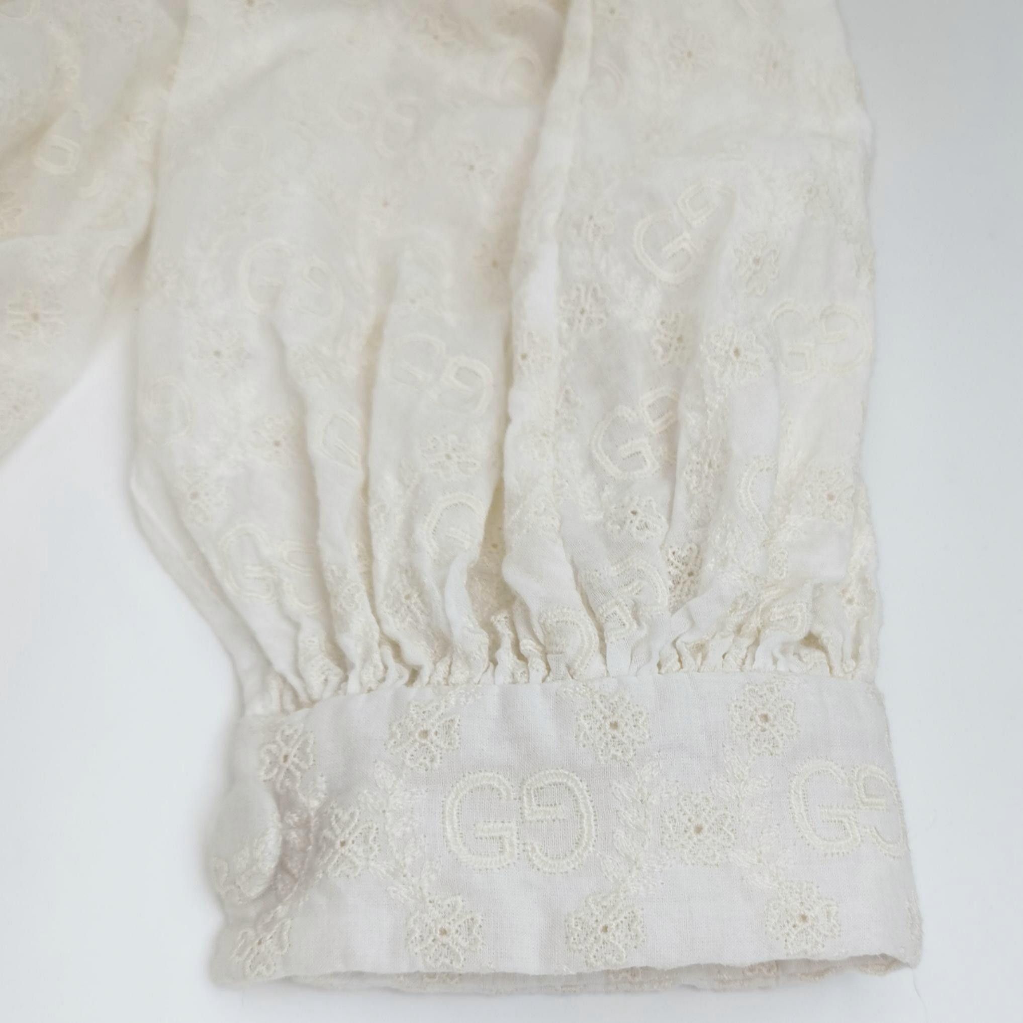 Gucci Gucci White GG Monogram Blouse Size 38 Size XS / US 0-2 / IT 36-38 - 3 Thumbnail