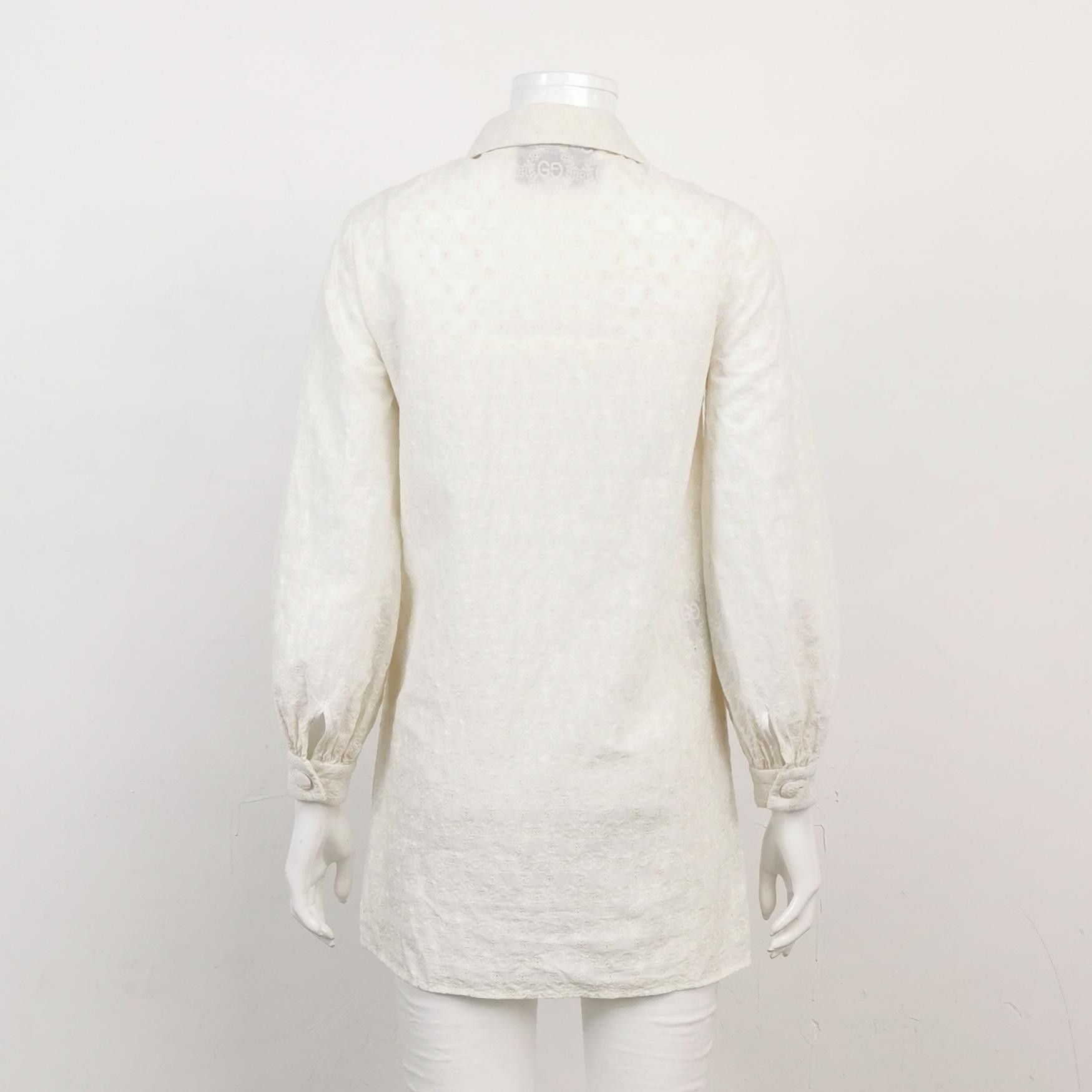 Gucci Gucci White GG Monogram Blouse Size 38 Size XS / US 0-2 / IT 36-38 - 2 Thumbnail