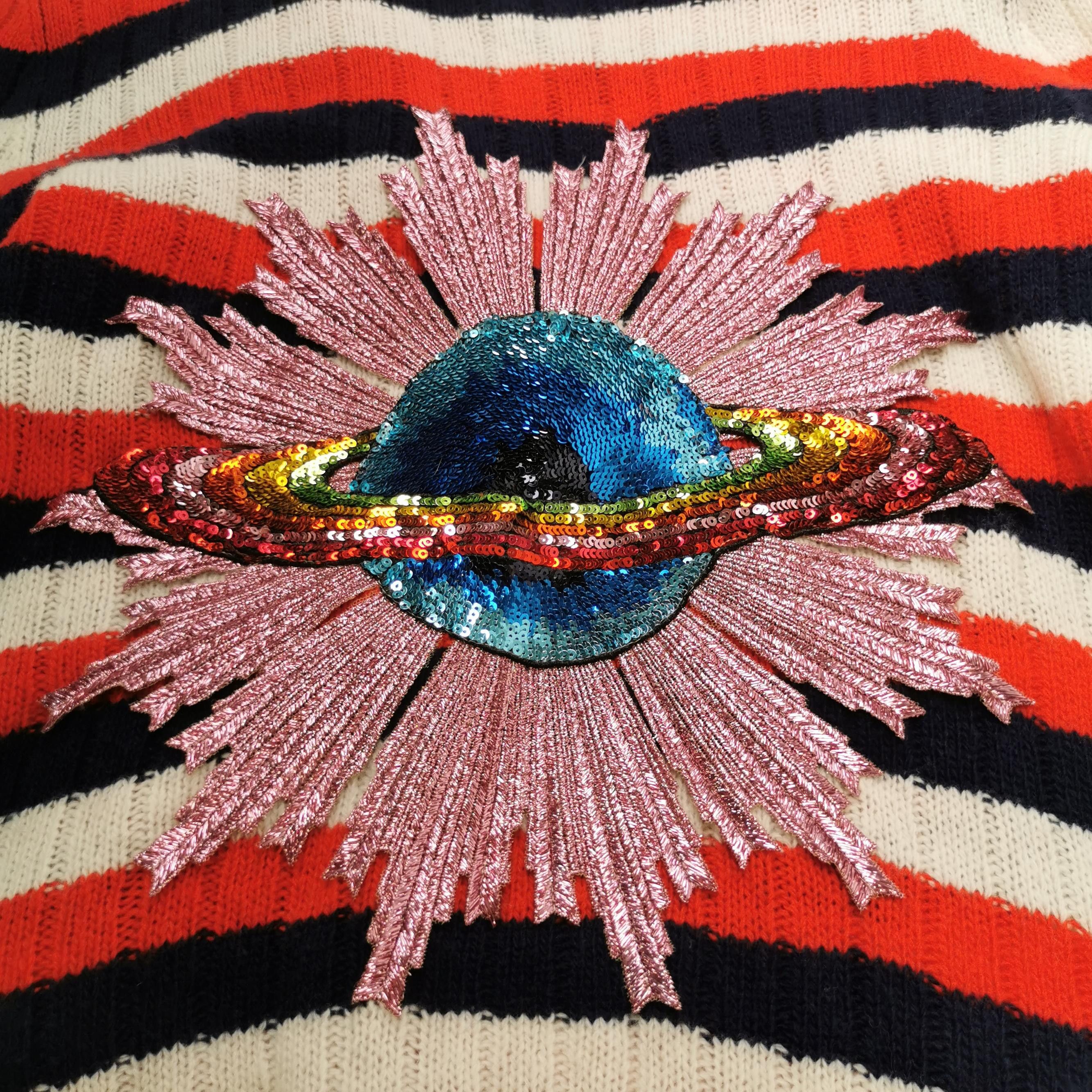 Gucci Gucci Striped Sequin Planet Sweater Size M Size US M / EU 48-50 / 2 - 3 Thumbnail