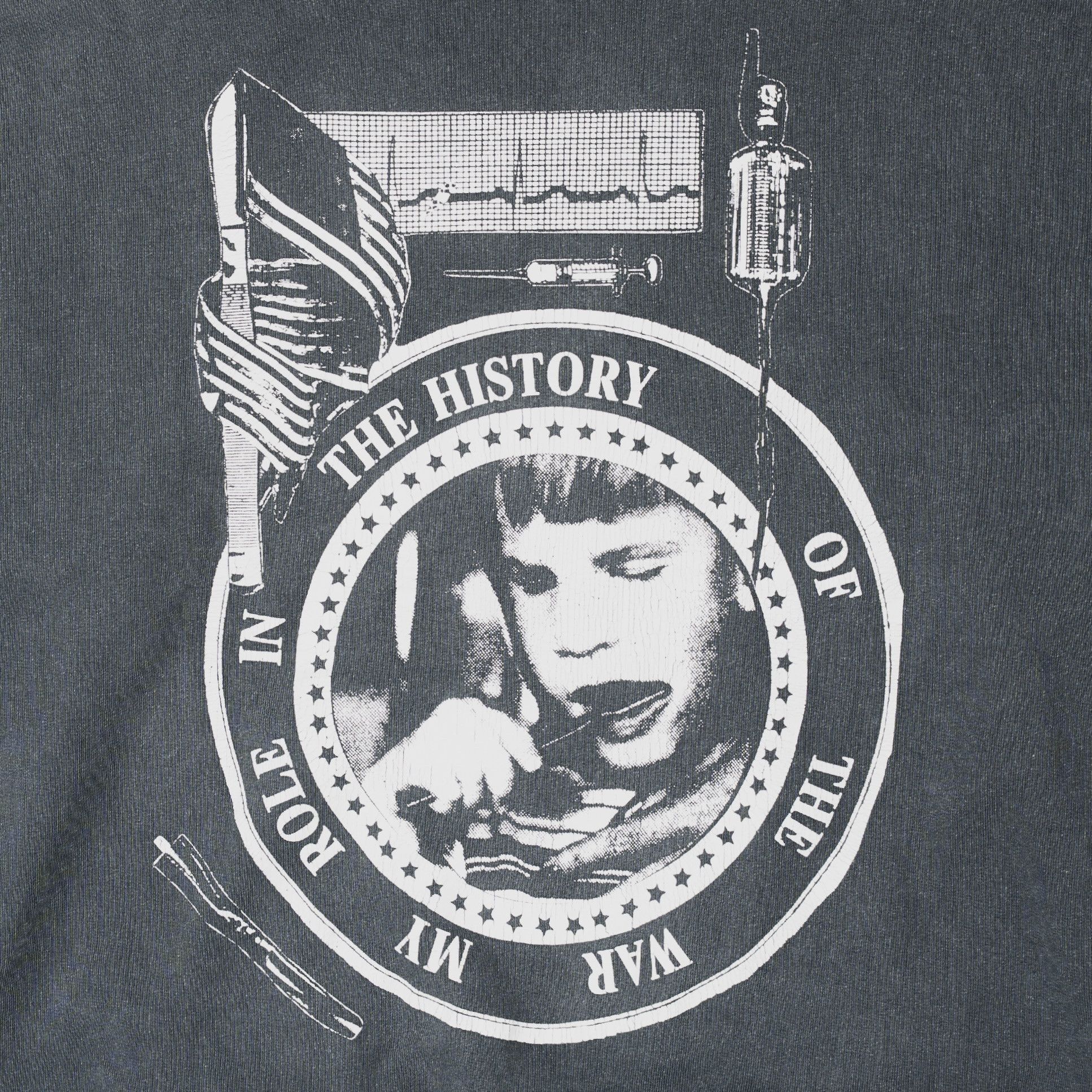 Enfants Riches Deprimes My Role in The War Logo Hooded Sweatshirt Charcoal White Size US M / EU 48-50 / 2 - 4 Thumbnail