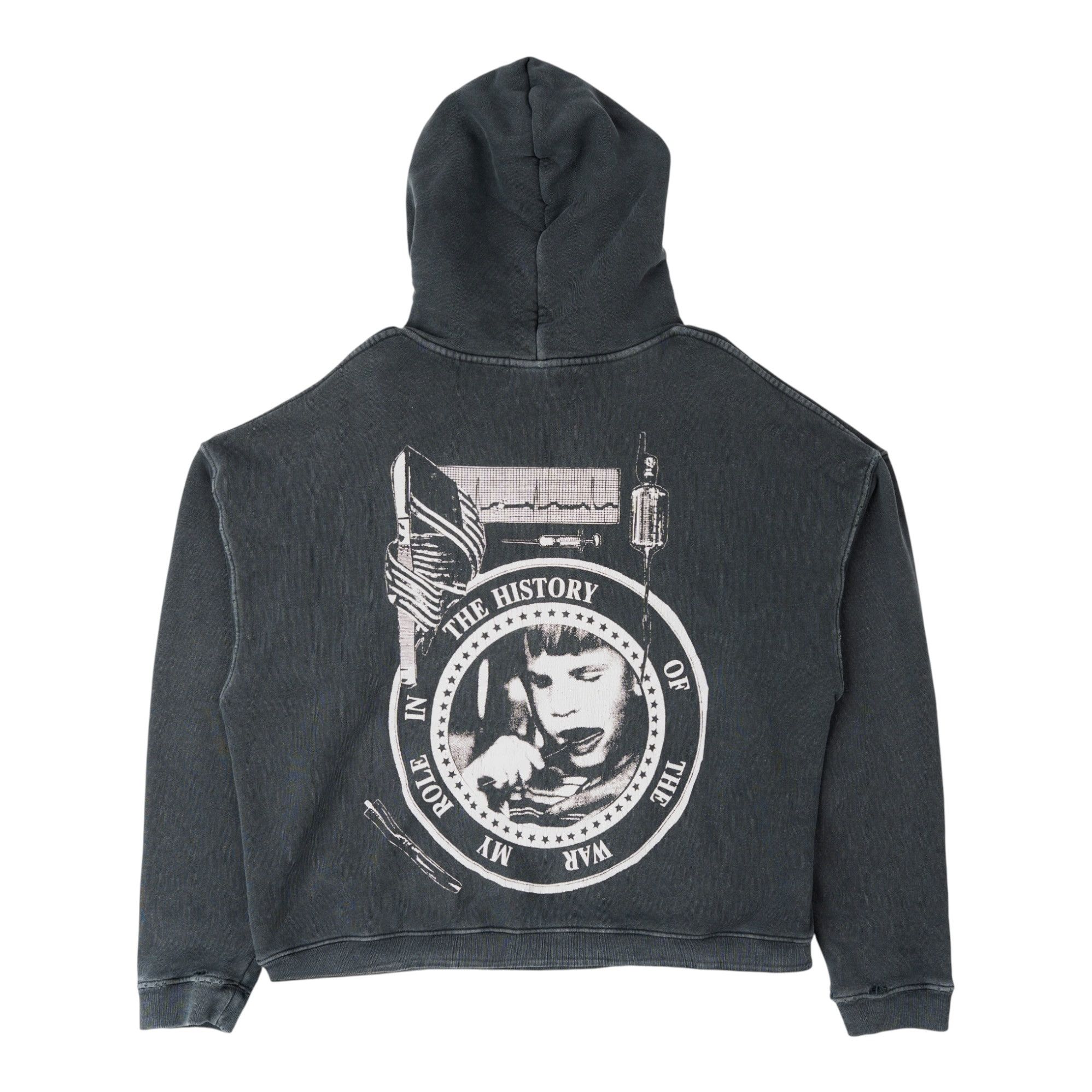 Enfants Riches Deprimes My Role in The War Logo Hooded Sweatshirt Charcoal White Size US M / EU 48-50 / 2 - 2 Thumbnail