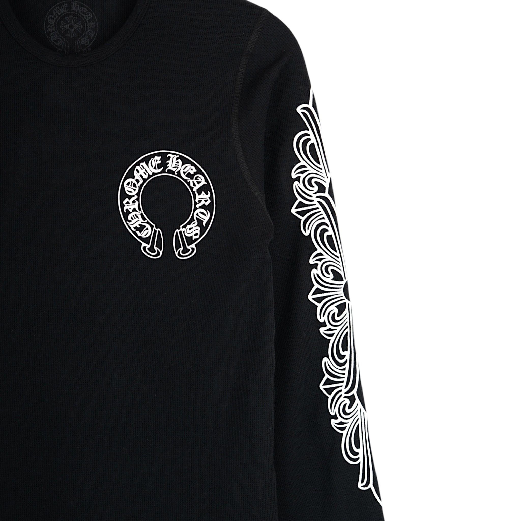 Chrome Hearts Horseshoe Floral Logo Thermal Long Sleeve Tee Shirt Black W Size US L / EU 52-54 / 3 - 3 Thumbnail