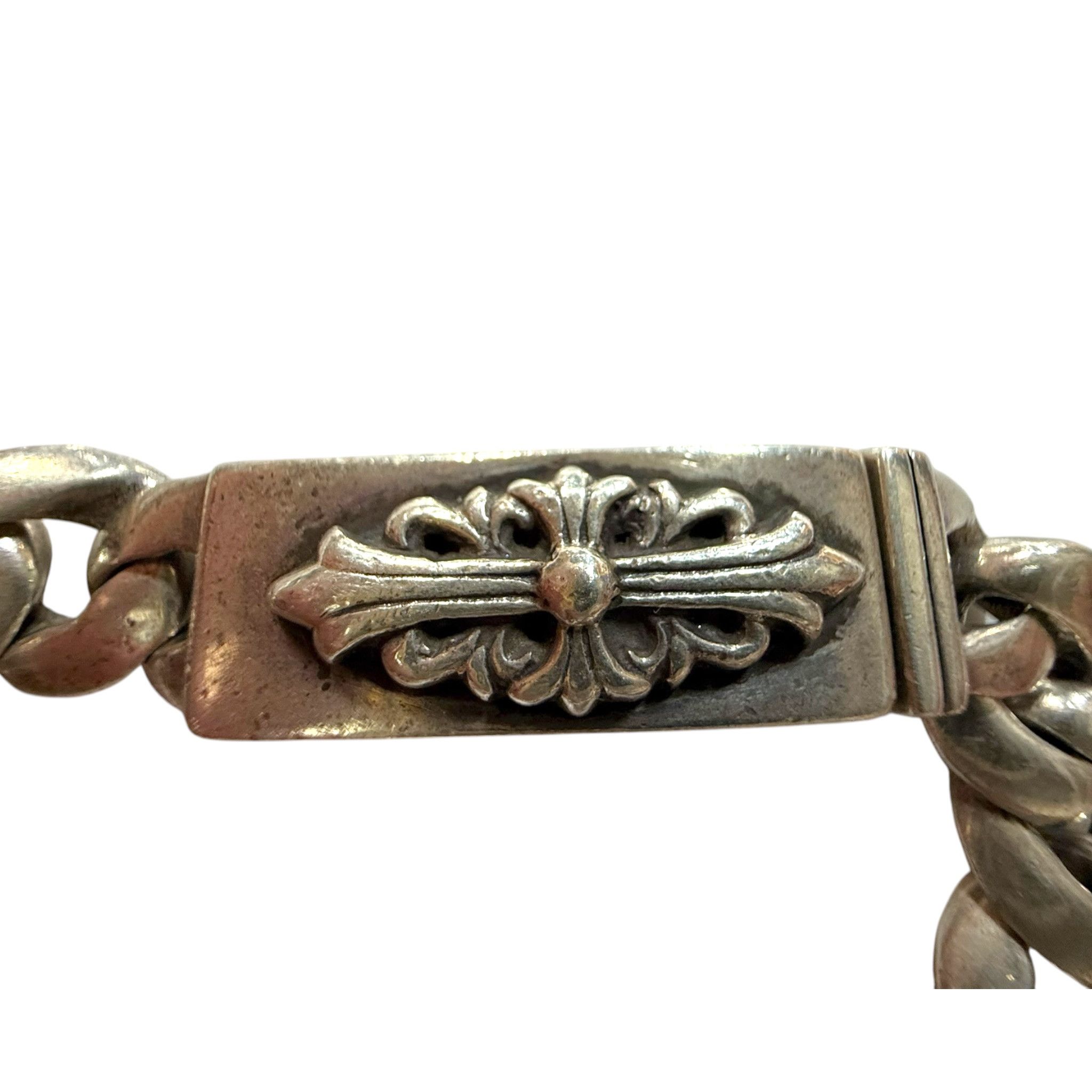 Chrome Hearts Cuban Link Floral ID Bracelet Silver (7 Inch) Size ONE SIZE - 3 Thumbnail