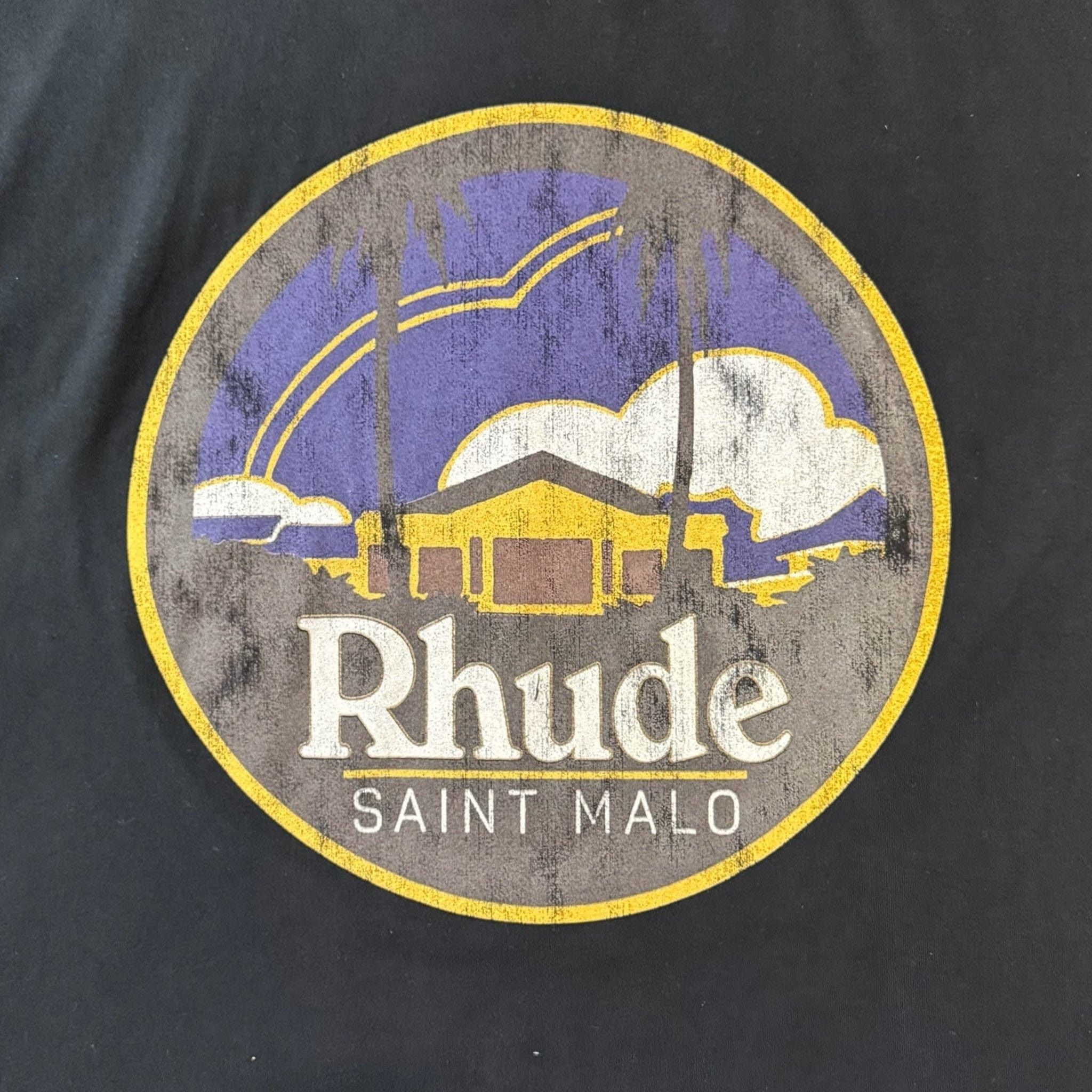 Rhude Saint Malo Logo Short Sleeve Tee Shirt Black Multi Size US XXL / EU 58 / 5 - 3 Thumbnail