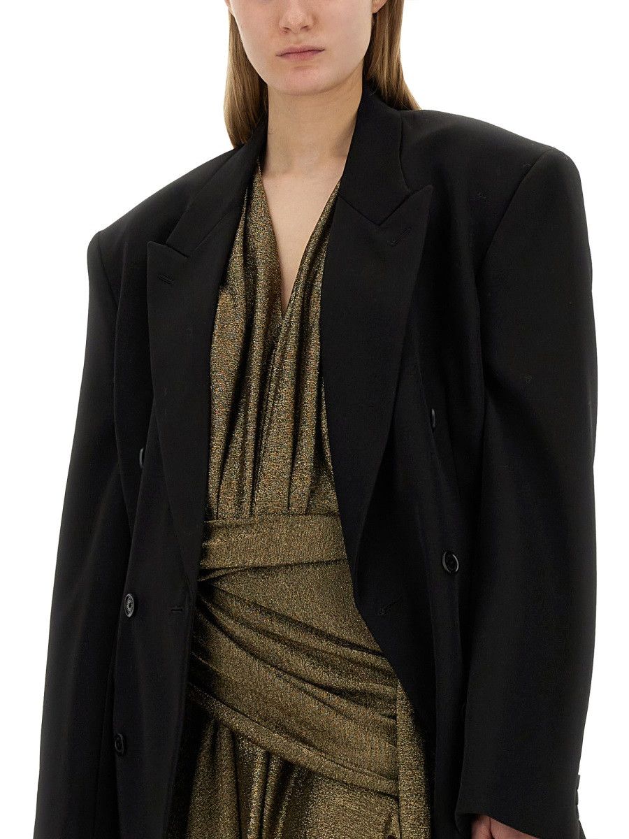 Balenciaga BALENCIAGA V-NECK DRESS - GOLD (FR 36) Size XS / US 0-2 / IT 36-38 - 4 Thumbnail