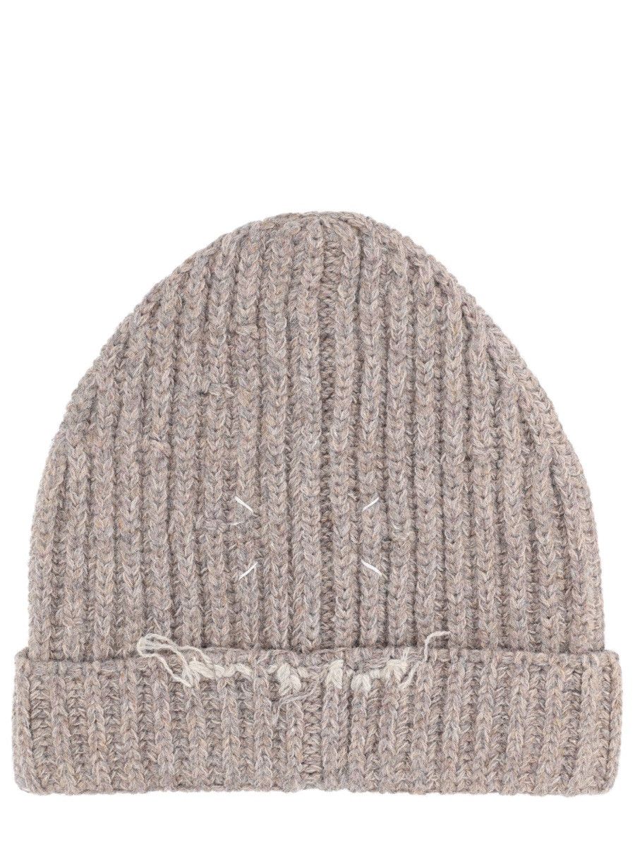 Maison Margiela MAISON MARGIELA WOOL AND COTTON BLEND BEANIE - BEIGE Size ONE SIZE - 2 Thumbnail