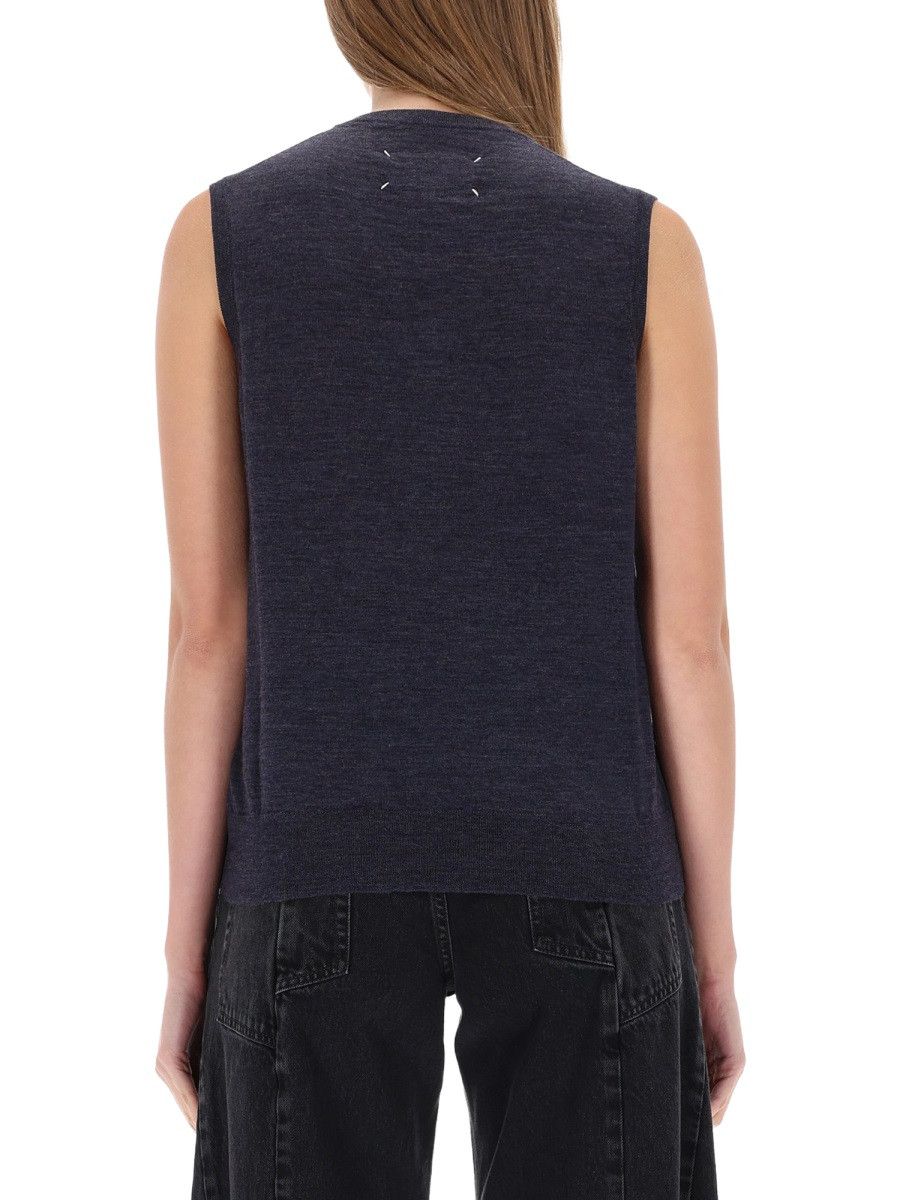 Maison Margiela MAISON MARGIELA V-NECK VEST - BLUE Size L / US 10 / IT 46 - 3 Thumbnail