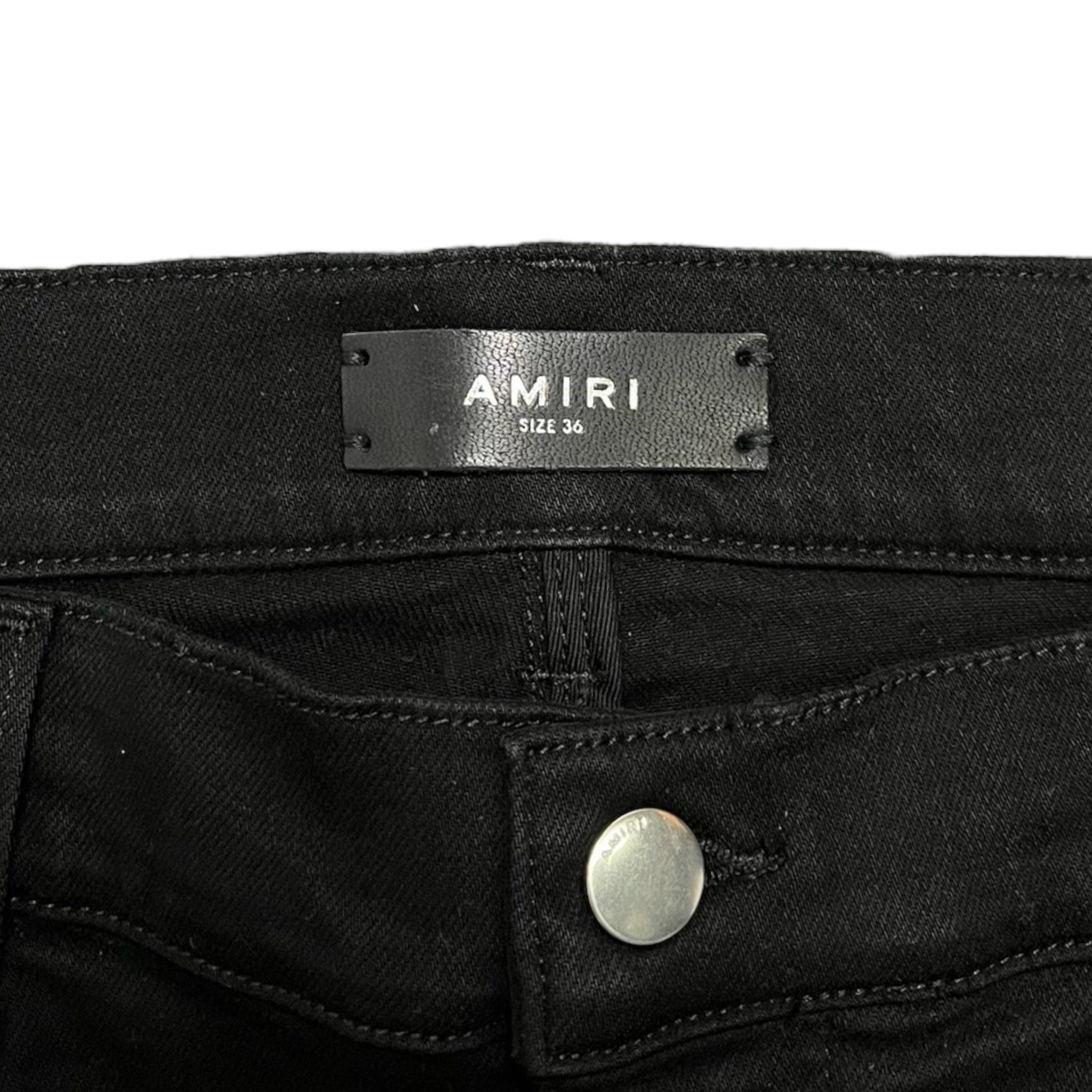 Amiri Amiri MX1 Leather Patch Jeans Black Black Size US 34 / EU 50 - 4 Thumbnail