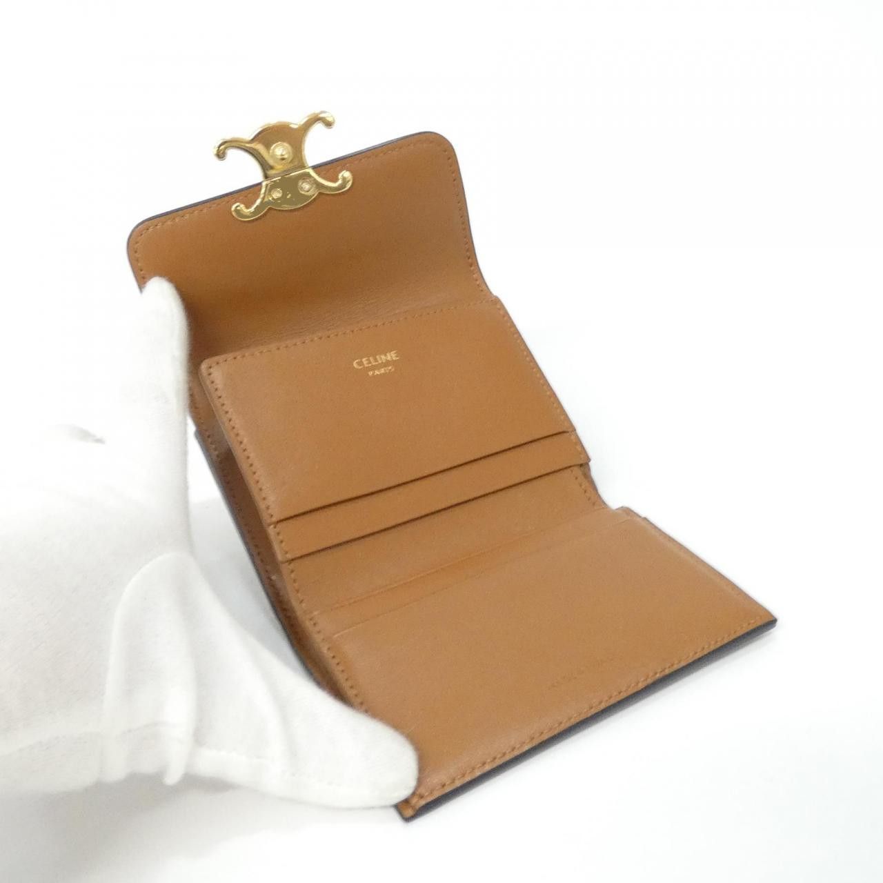 Celine Celine Celine Triomphe Canvas Wallet Textile Short Wallet 10I652DS3 DUTY FREE for USA Size ONE SIZE - 6 Thumbnail