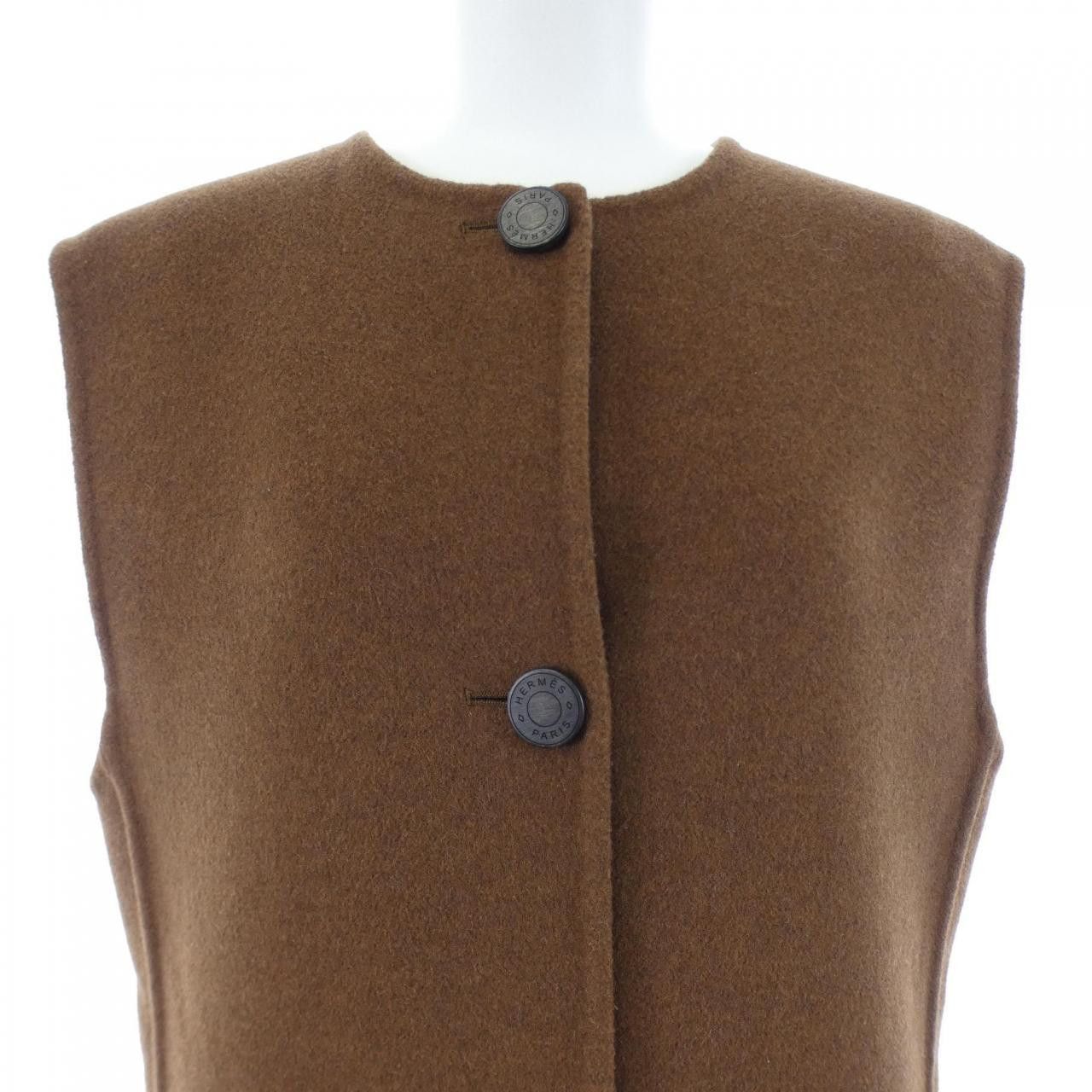 Hermes Hermes Hermes Cashmere Long Vest Textile Outerwear DUTY FREE for USA Size ONE SIZE - 5 Thumbnail