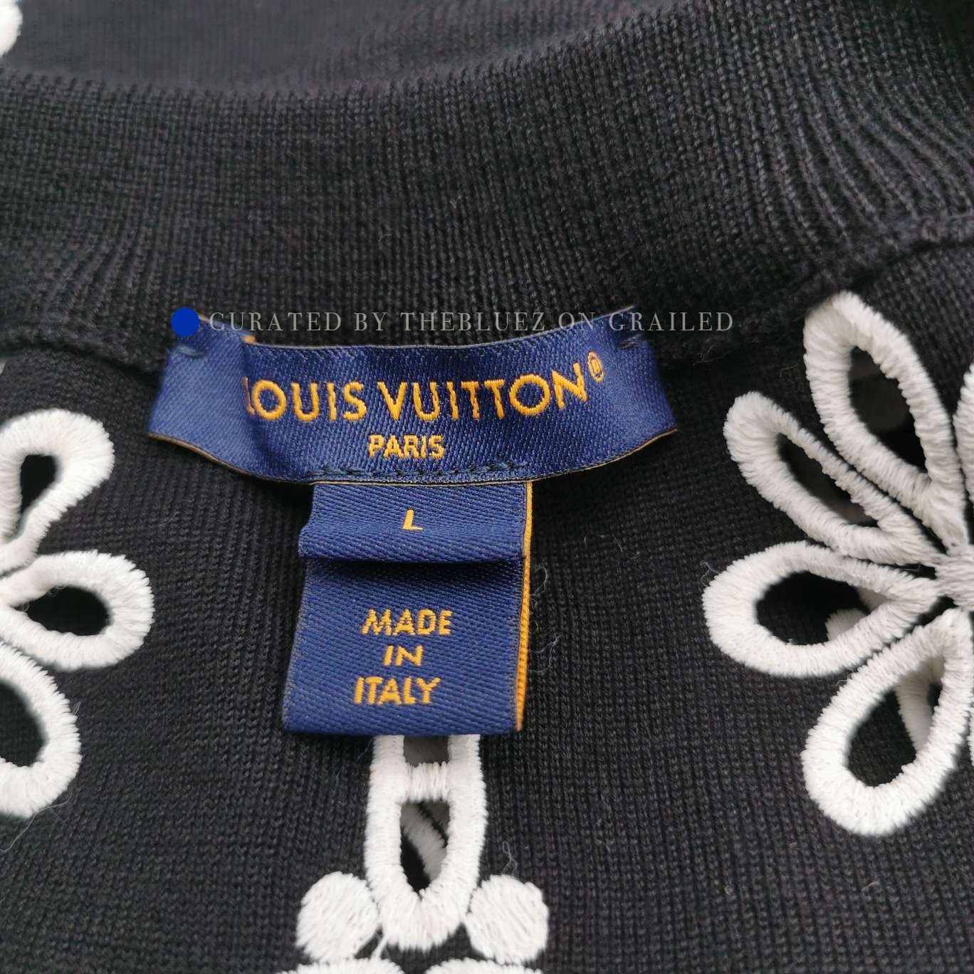 Louis Vuitton Floral Embroidered Black Sweater Size US L / EU 52-54 / 3 - 6 Thumbnail