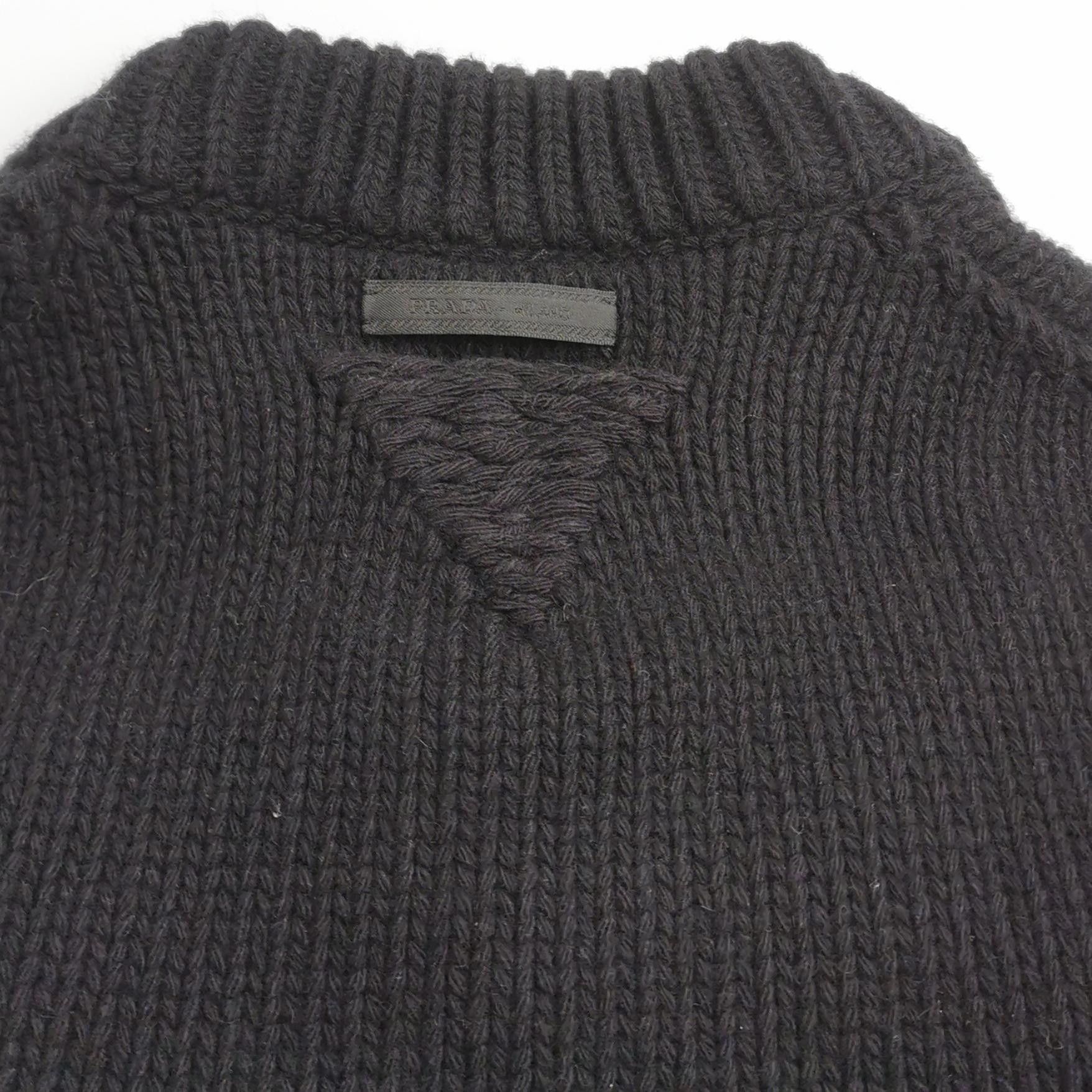 Prada Cozy Black Logo Cashmere Blend Sweater Size US L / EU 52-54 / 3 - 2 Thumbnail