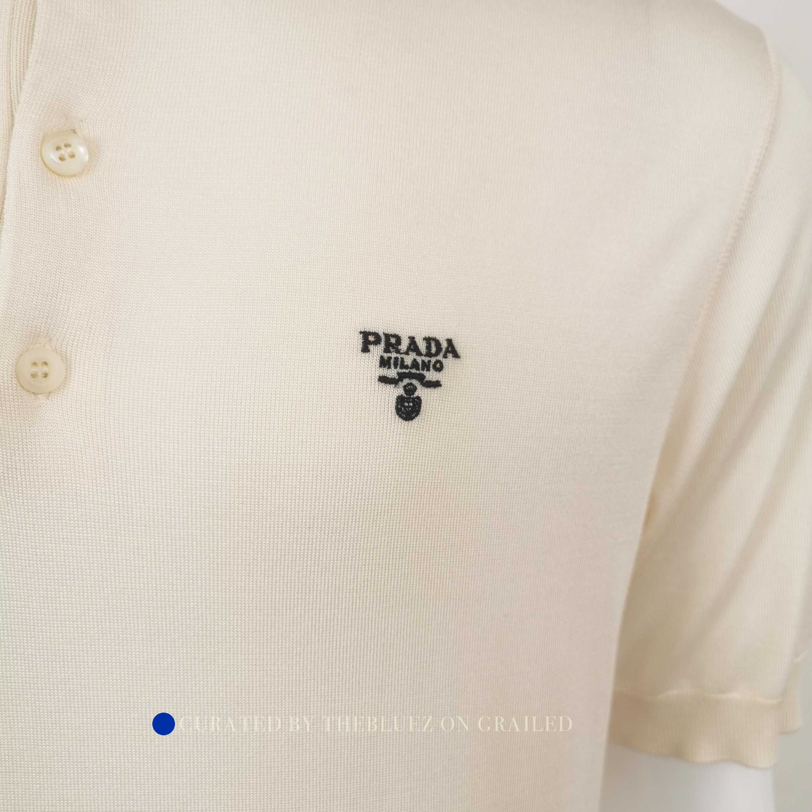 Prada Stylish Knit Polo Shirt in Beige Size US M / EU 48-50 / 2 - 3 Thumbnail