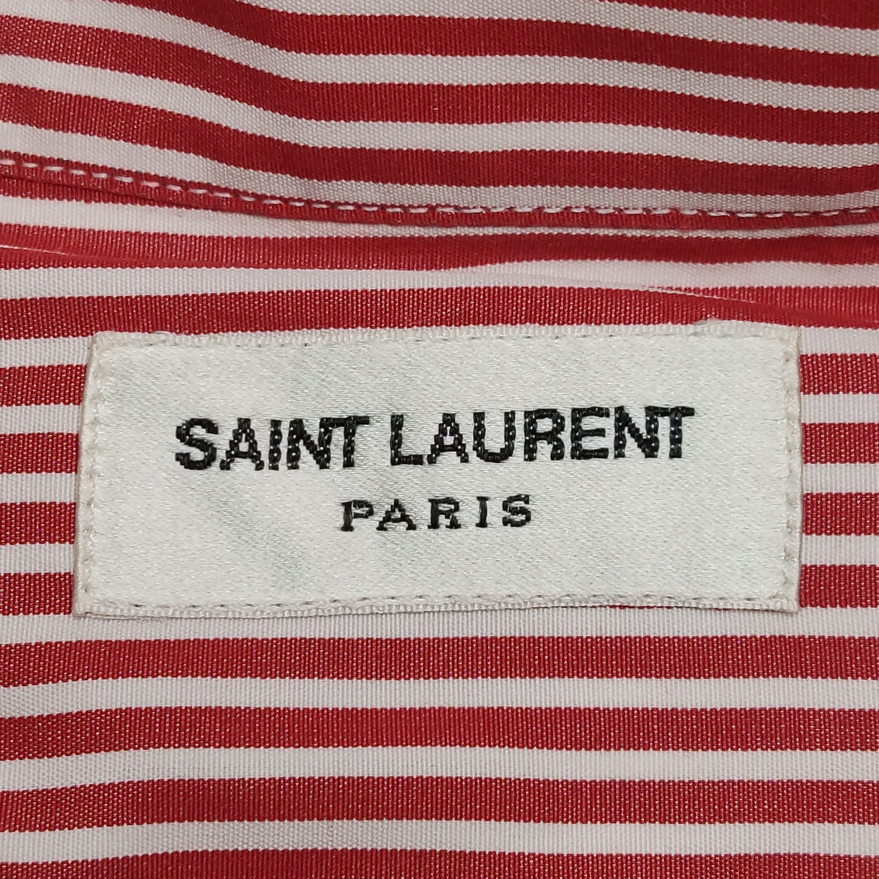 Saint Laurent Paris Striped Red Button-Up Shirt in Size M Size US M / EU 48-50 / 2 - 6 Thumbnail