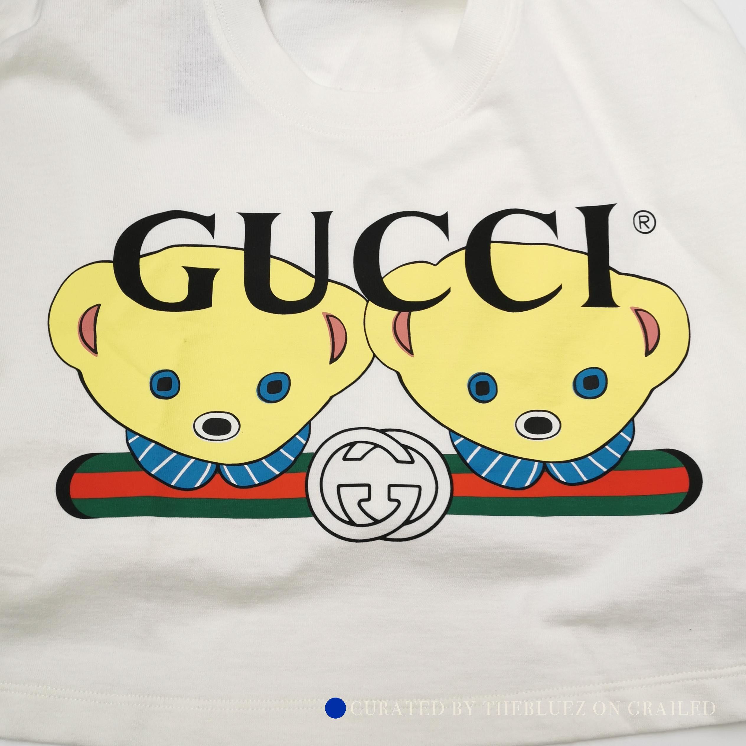 Gucci Bear Logo Graphic T-Shirt in White Size US XS / EU 42 / 0 - 3 Thumbnail