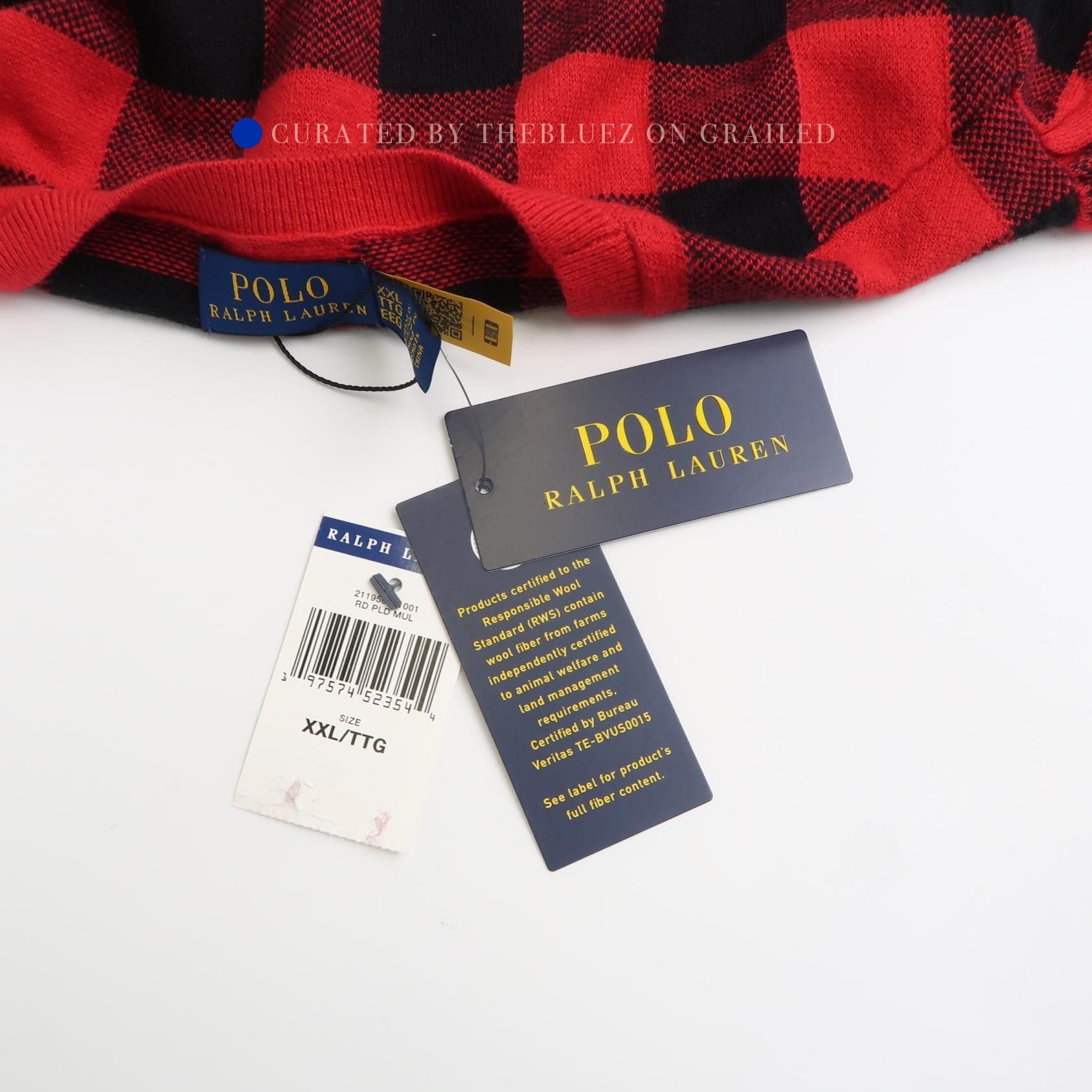 Polo Ralph Lauren Red and Black Plaid Knit Sweater Size US XXL / EU 58 / 5 - 4 Thumbnail