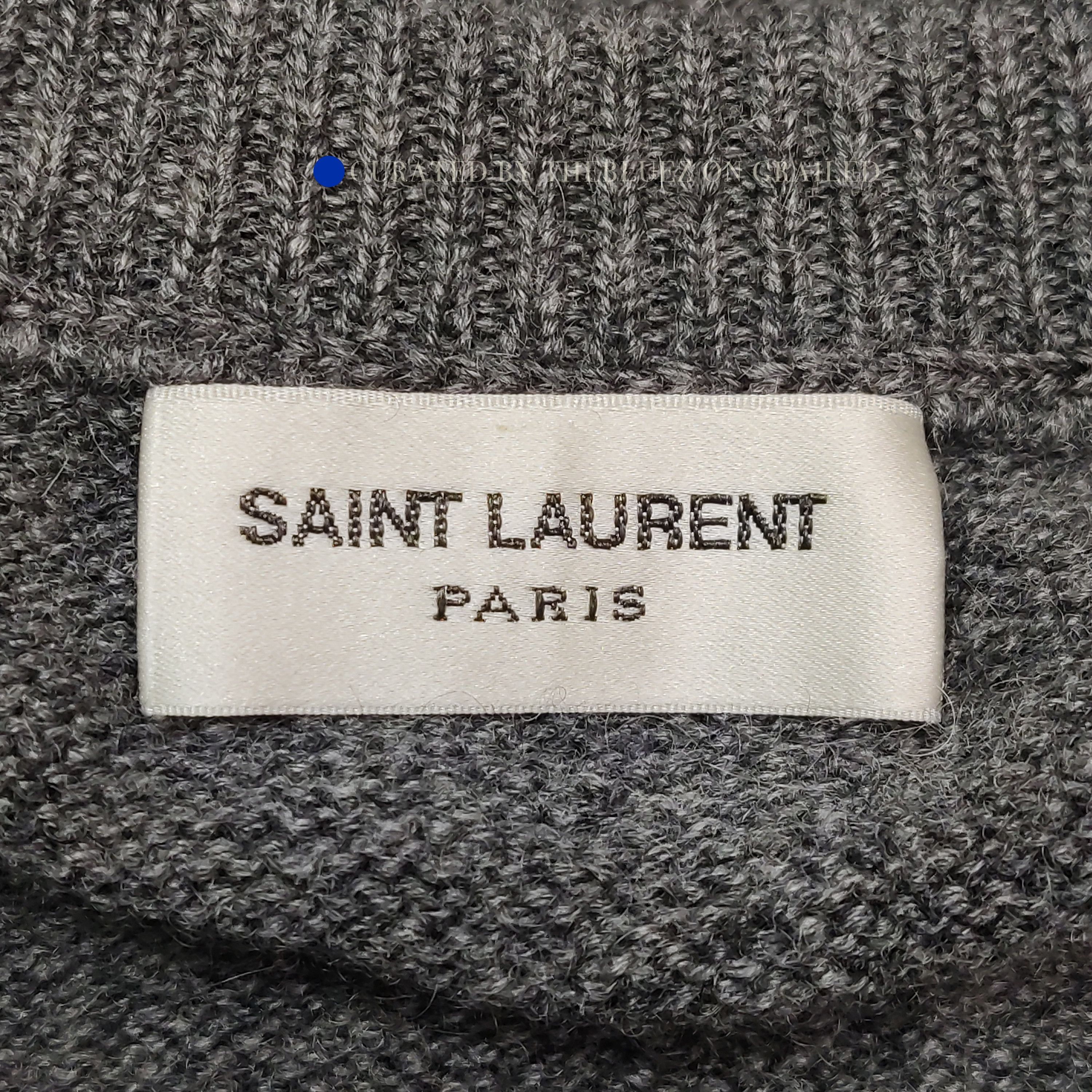 Saint Laurent Paris Cashmere Sweater with Elbow Patches, Gray Size US M / EU 48-50 / 2 - 5 Thumbnail