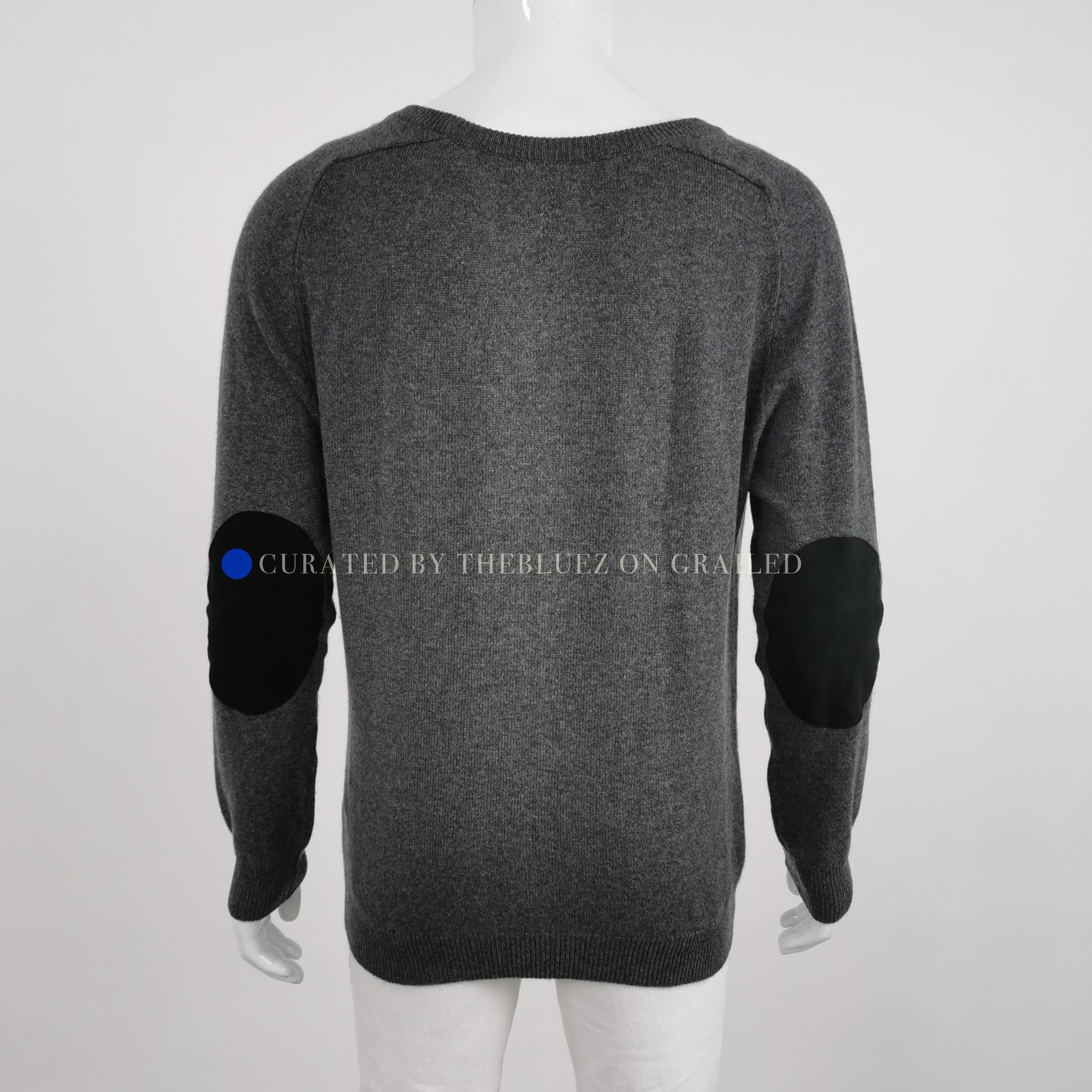 Saint Laurent Paris Cashmere Sweater with Elbow Patches, Gray Size US M / EU 48-50 / 2 - 2 Thumbnail