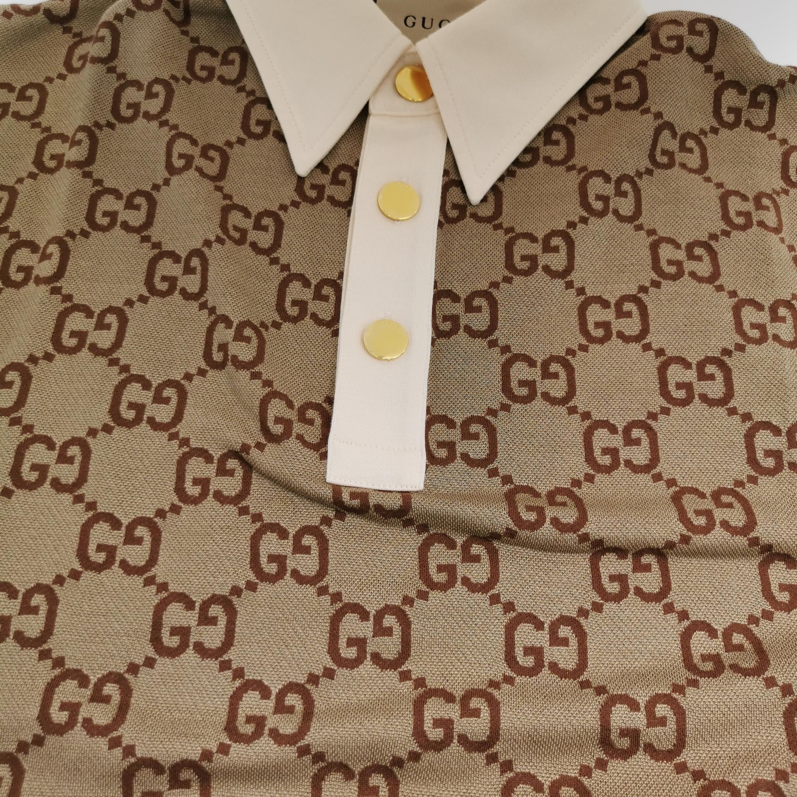 Gucci GG Monogram Polo Shirt in Beige Size US L / EU 52-54 / 3 - 3 Thumbnail