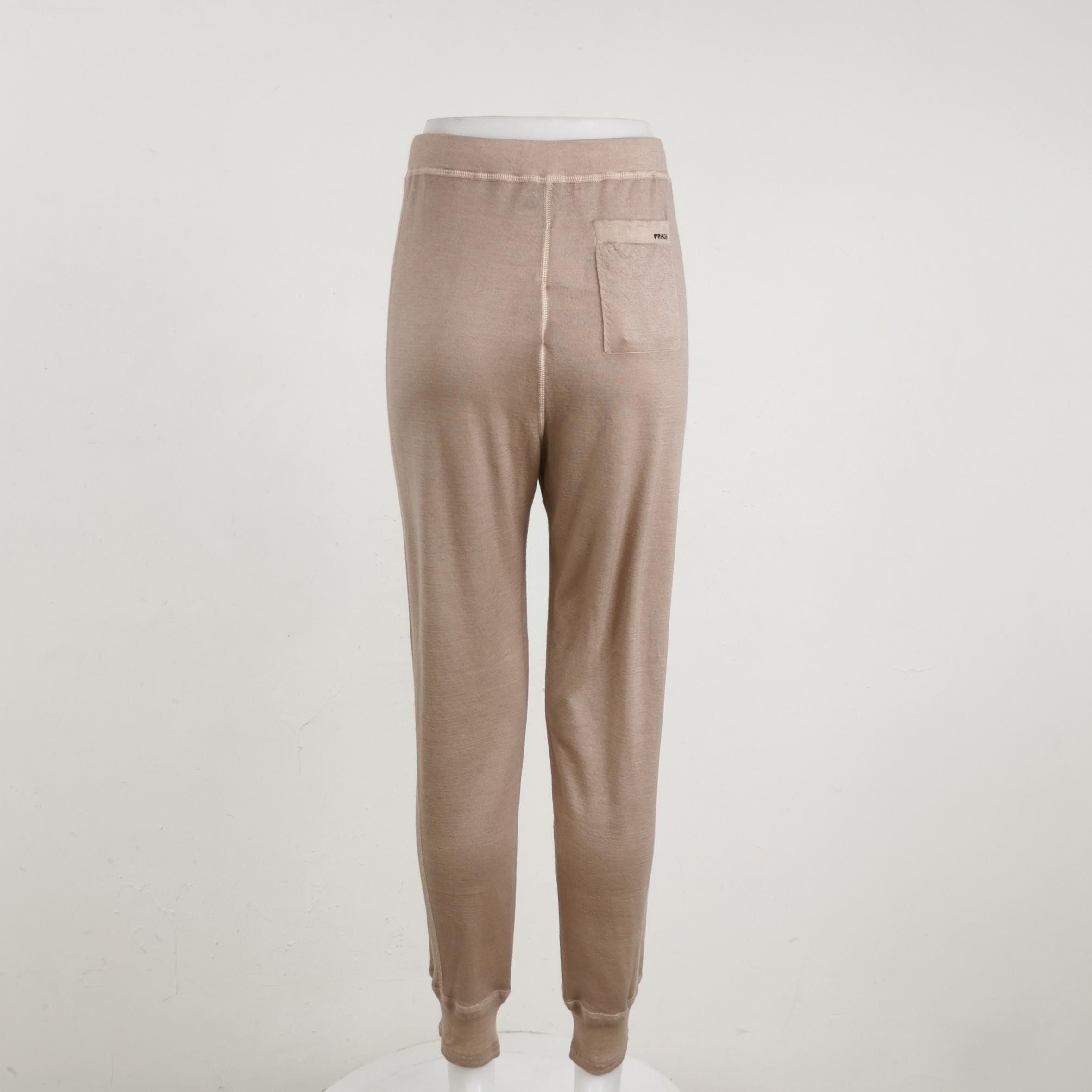 Prada Cashmere Logo Joggers in Beige Size US 26 / EU 42 - 2 Thumbnail