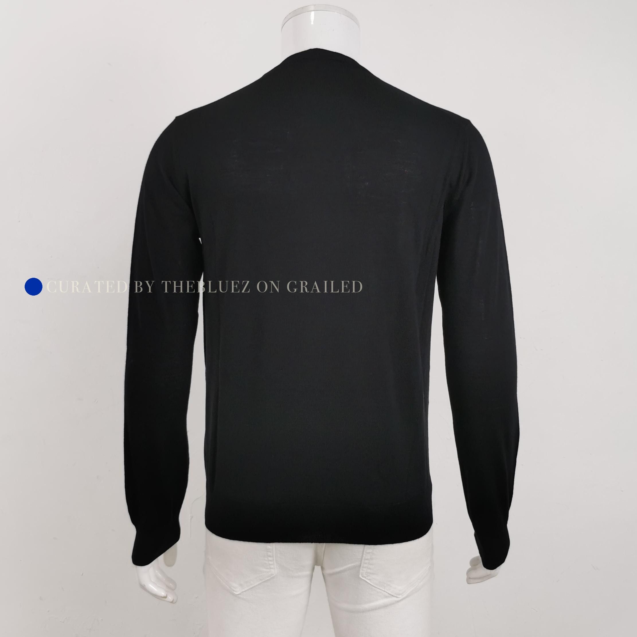 Prada Classic Black Wool Crewneck Sweater Size US M / EU 48-50 / 2 - 2 Thumbnail