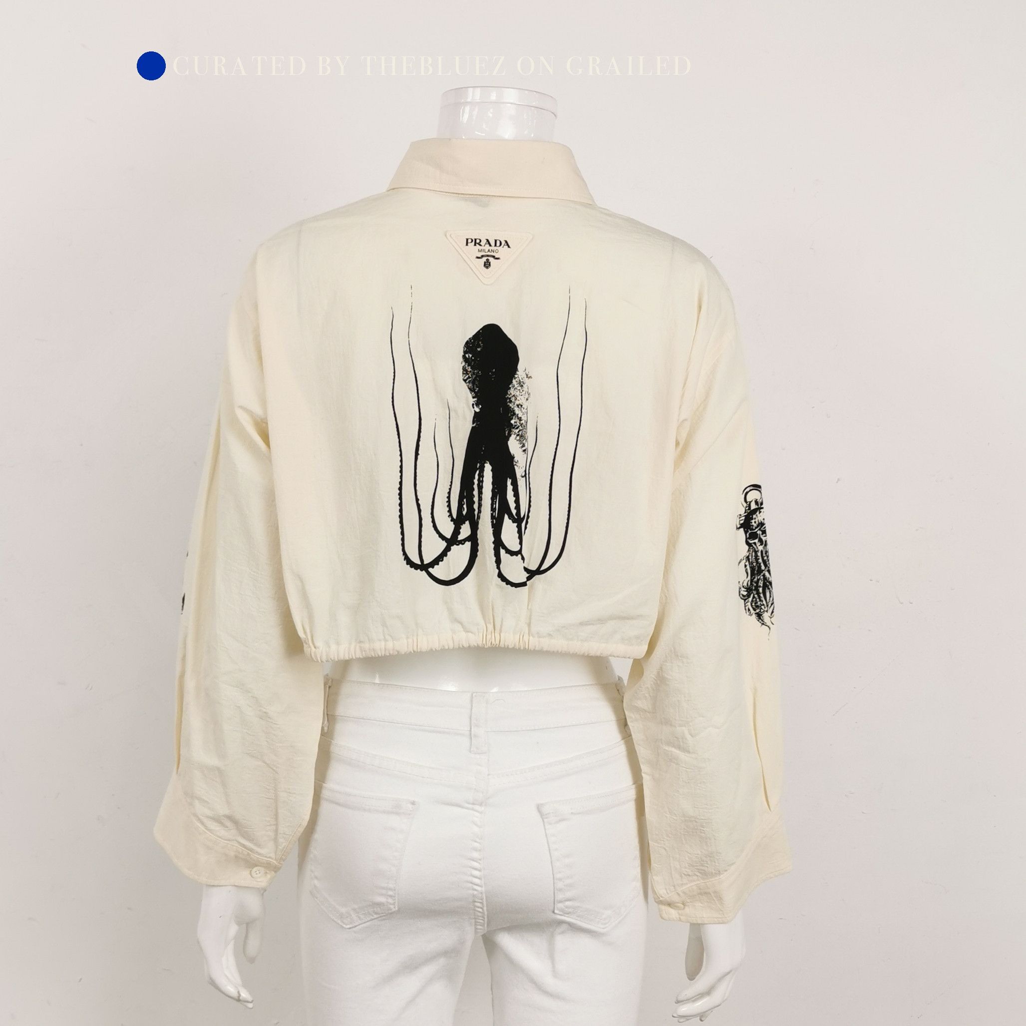 Prada Beige Octopus Graphic Button-Up Shirt Size US L / EU 52-54 / 3 - 2 Thumbnail