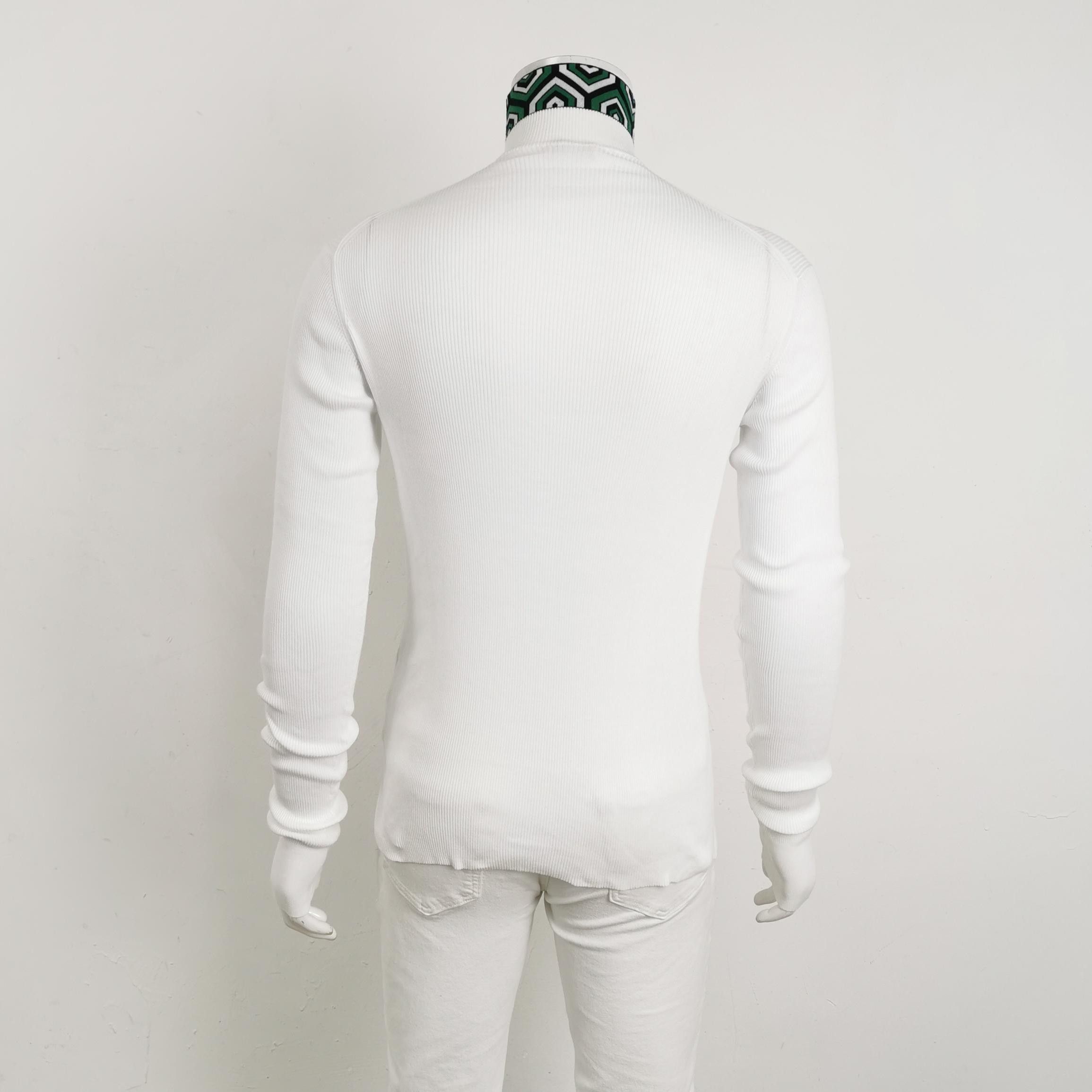 Prada Geometric Collar Ribbed Sweater in White Size US M / EU 48-50 / 2 - 2 Thumbnail