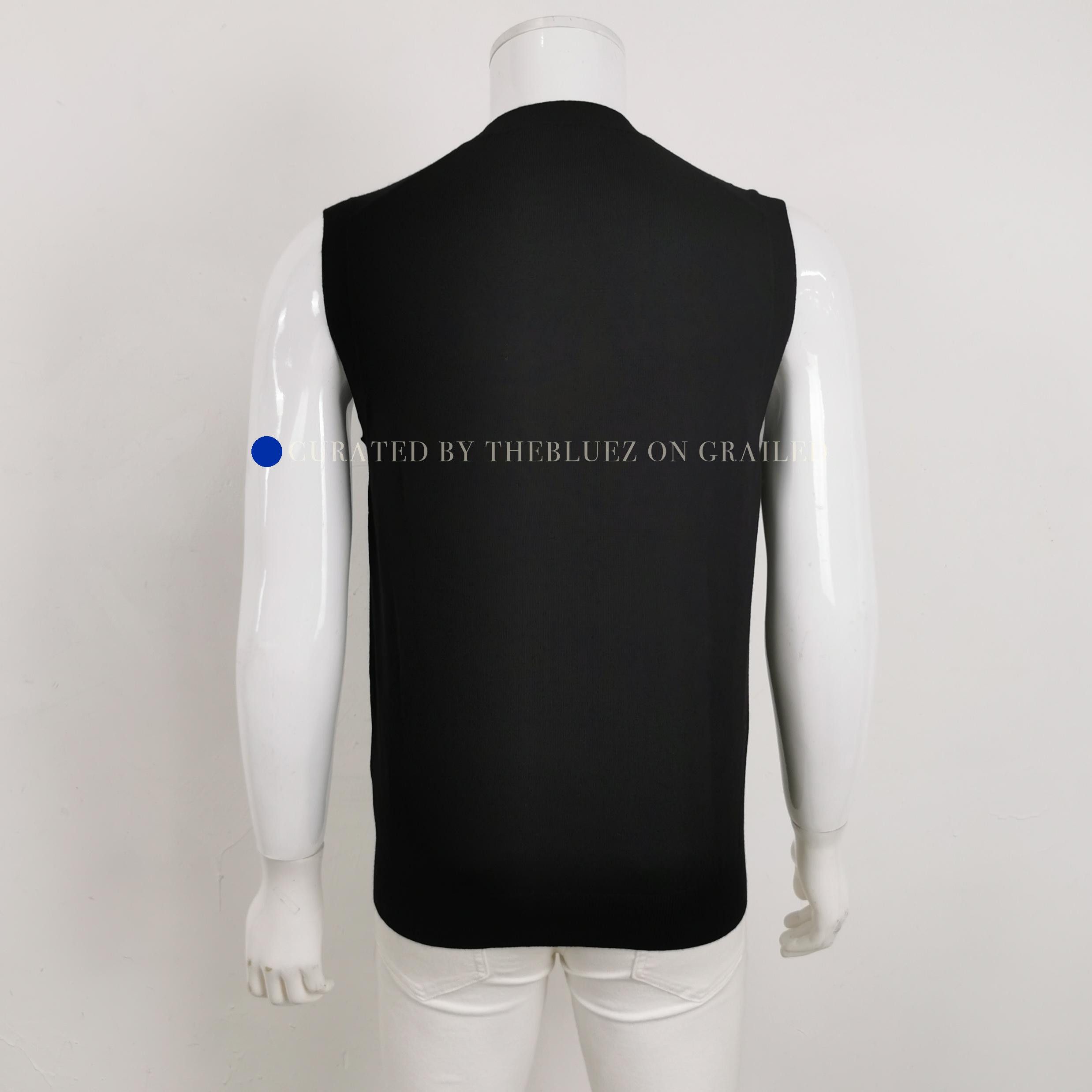 Prada Black Wool V-Neck Tank Top Size US M / EU 48-50 / 2 - 2 Thumbnail