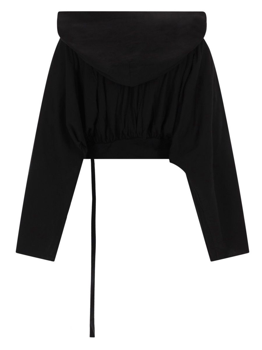 Rick Owens Drkshdw RICK OWENS DRKSHDW "CROPPED" HOODED T-SHIRT - BLACK Size ONE SIZE - 3 Thumbnail