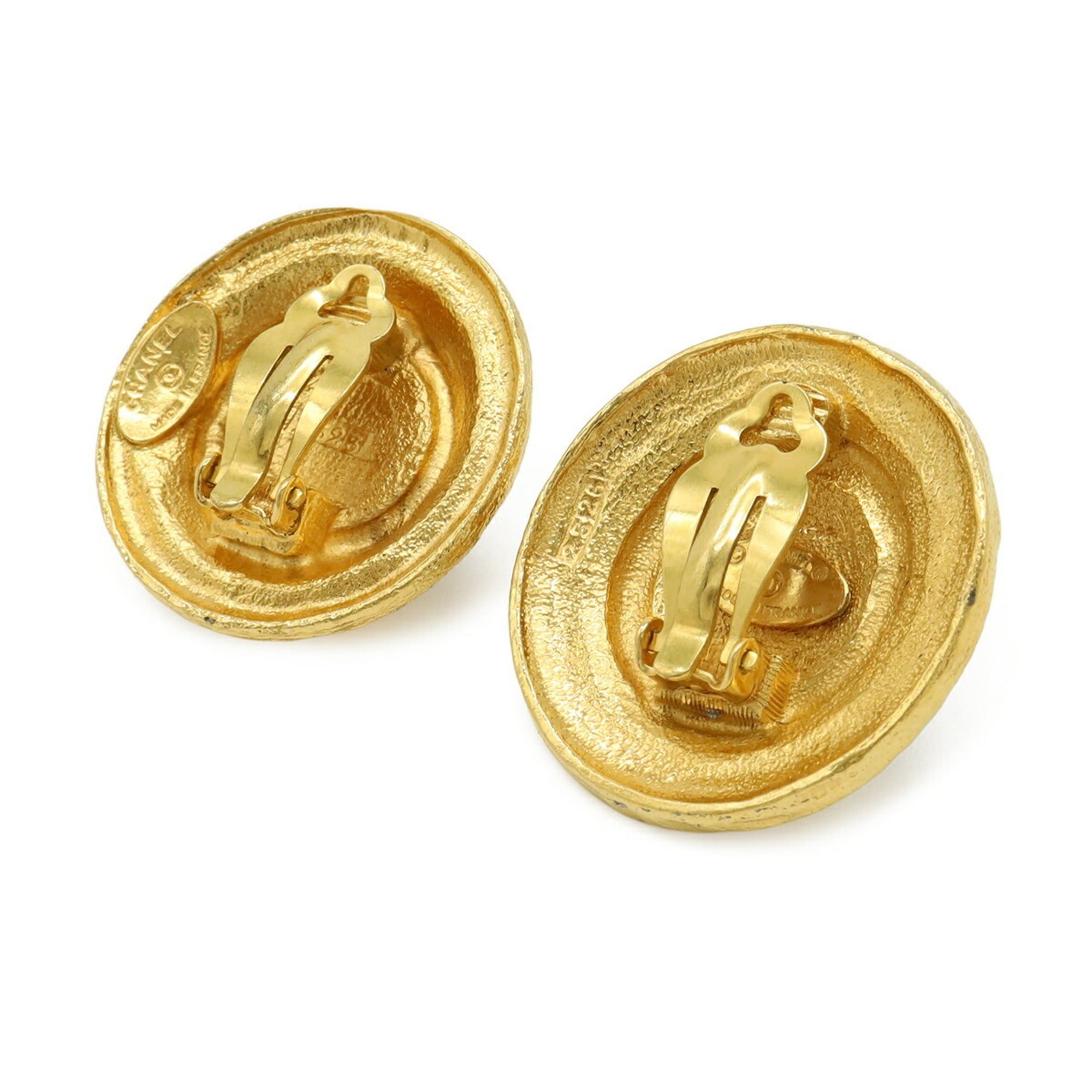 Chanel CHANEL Tiger Eye Coco Mark Round Earrings GP Gold Brown Size ONE SIZE - 4 Thumbnail