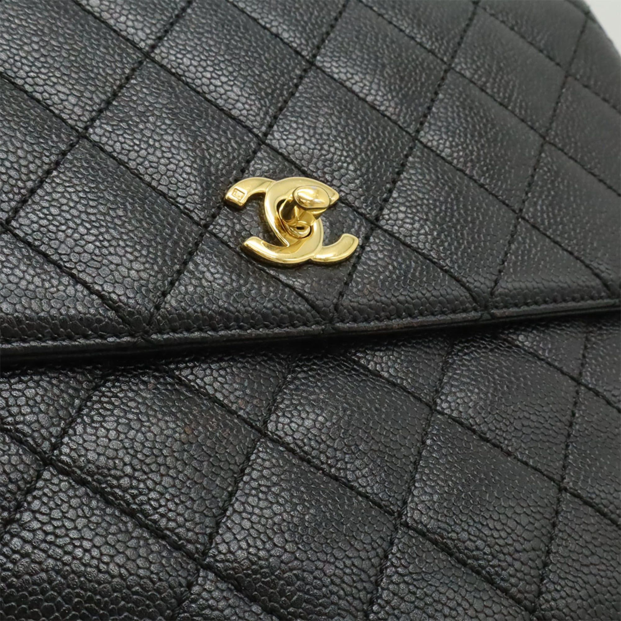 Chanel CHANEL Matelassé Coco Mark Handbag Flap Bag Caviar Leather Black A12397 Size ONE SIZE - 10 Thumbnail