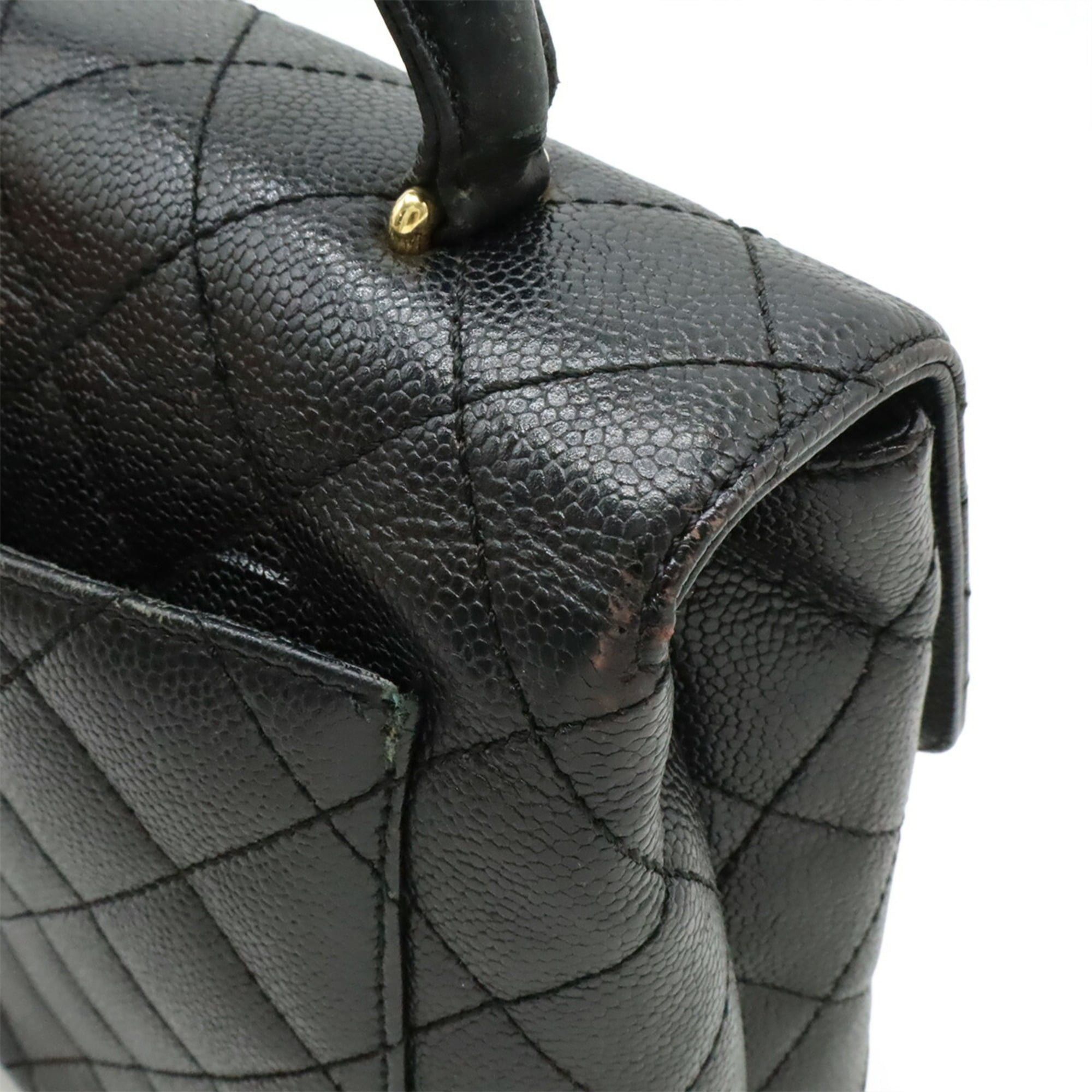 Chanel CHANEL Matelassé Coco Mark Handbag Flap Bag Caviar Leather Black A12397 Size ONE SIZE - 8 Thumbnail