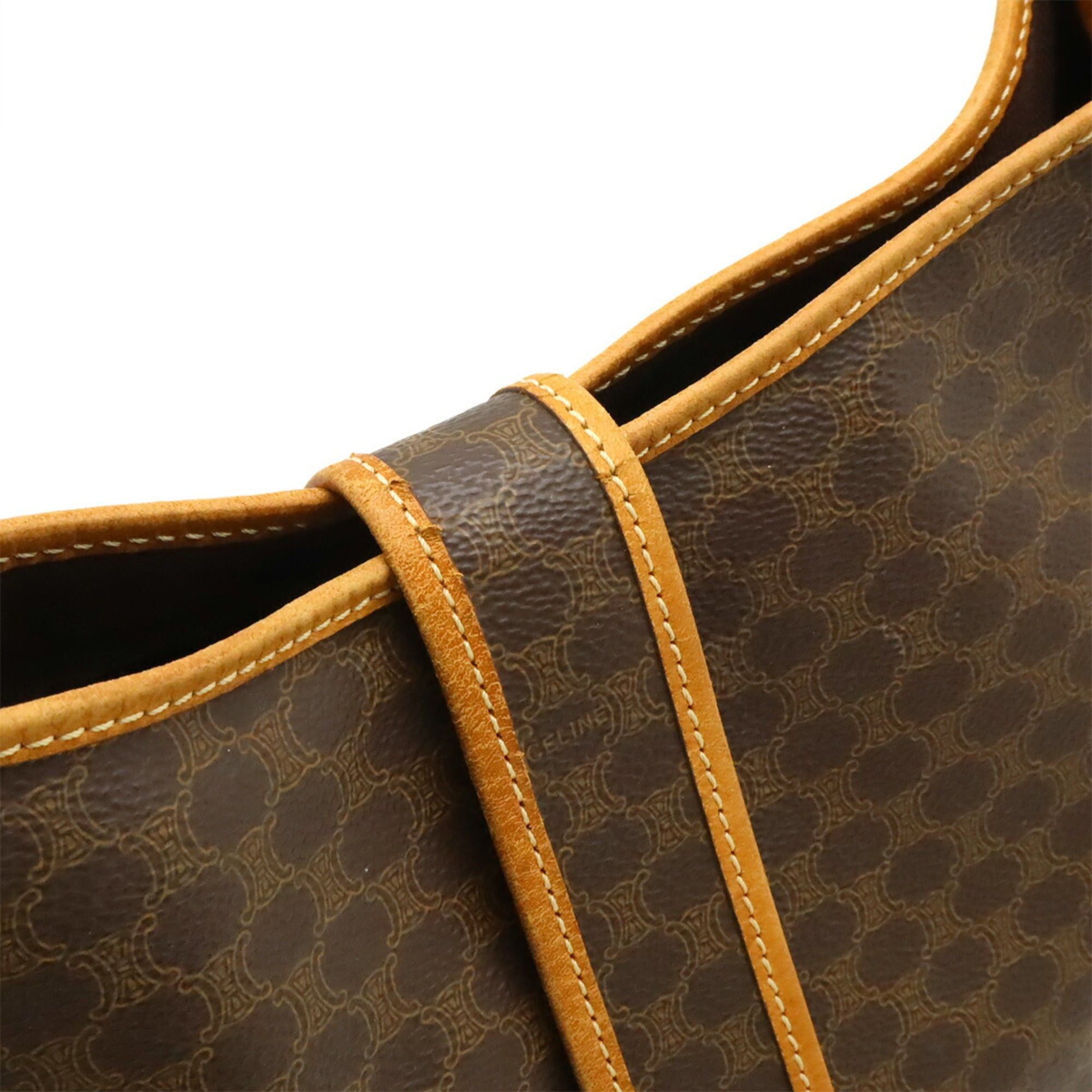 Celine CELINE Macadam pattern shoulder bag/pouch, leather, black, dark brown. Size ONE SIZE - 8 Thumbnail