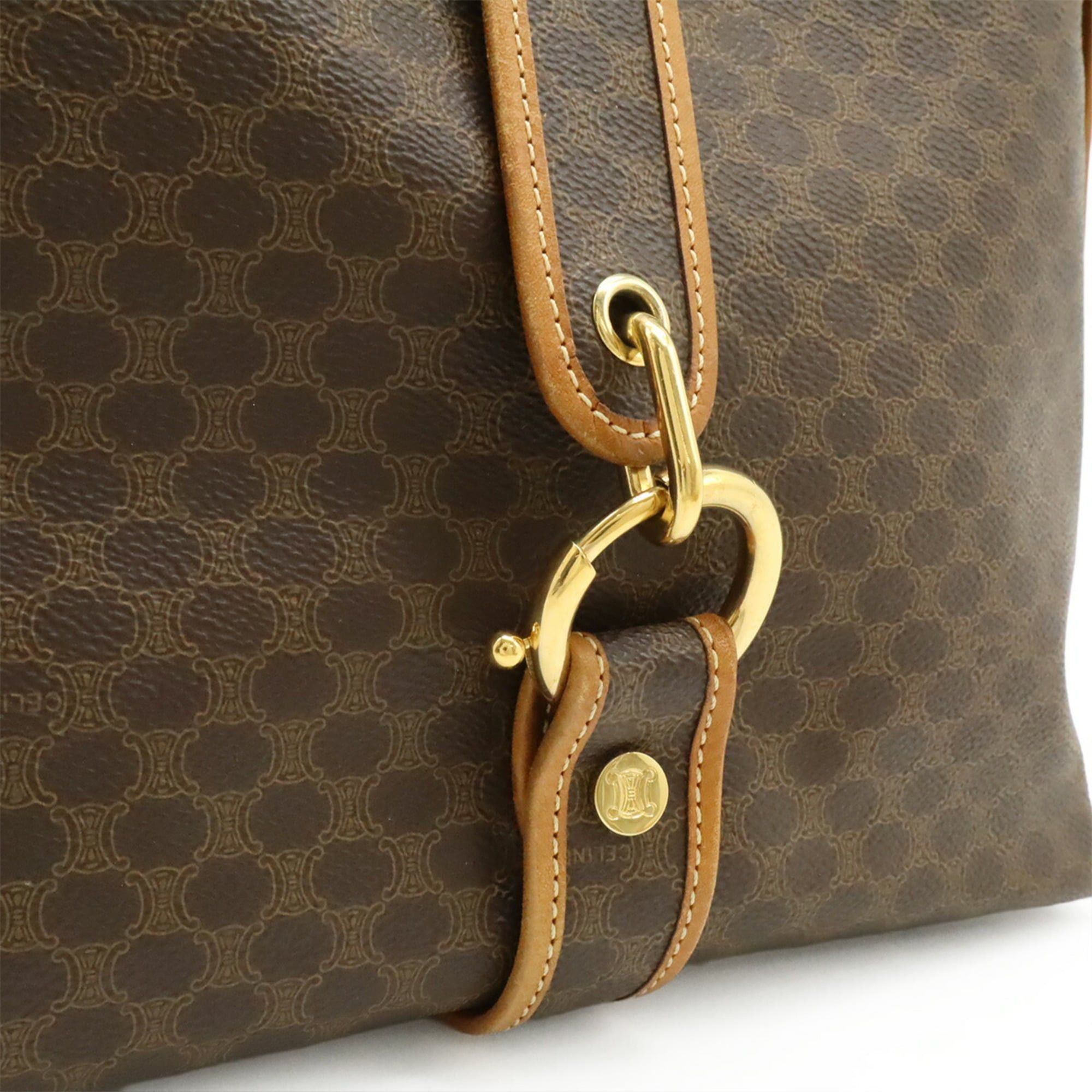 Celine CELINE Macadam pattern shoulder bag/pouch, leather, black, dark brown. Size ONE SIZE - 10 Thumbnail