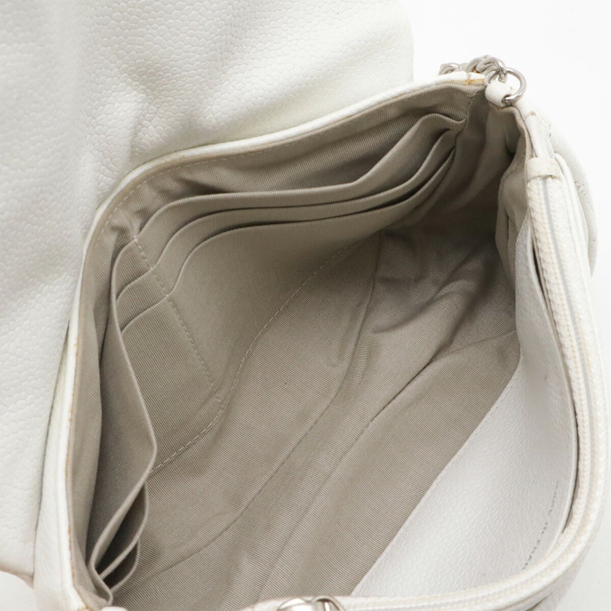 Chanel CHANEL Half Moon Coco Mark Wallet Chain Shoulder Bag Pouch Caviar Leather White A40033 Size ONE SIZE - 6 Thumbnail