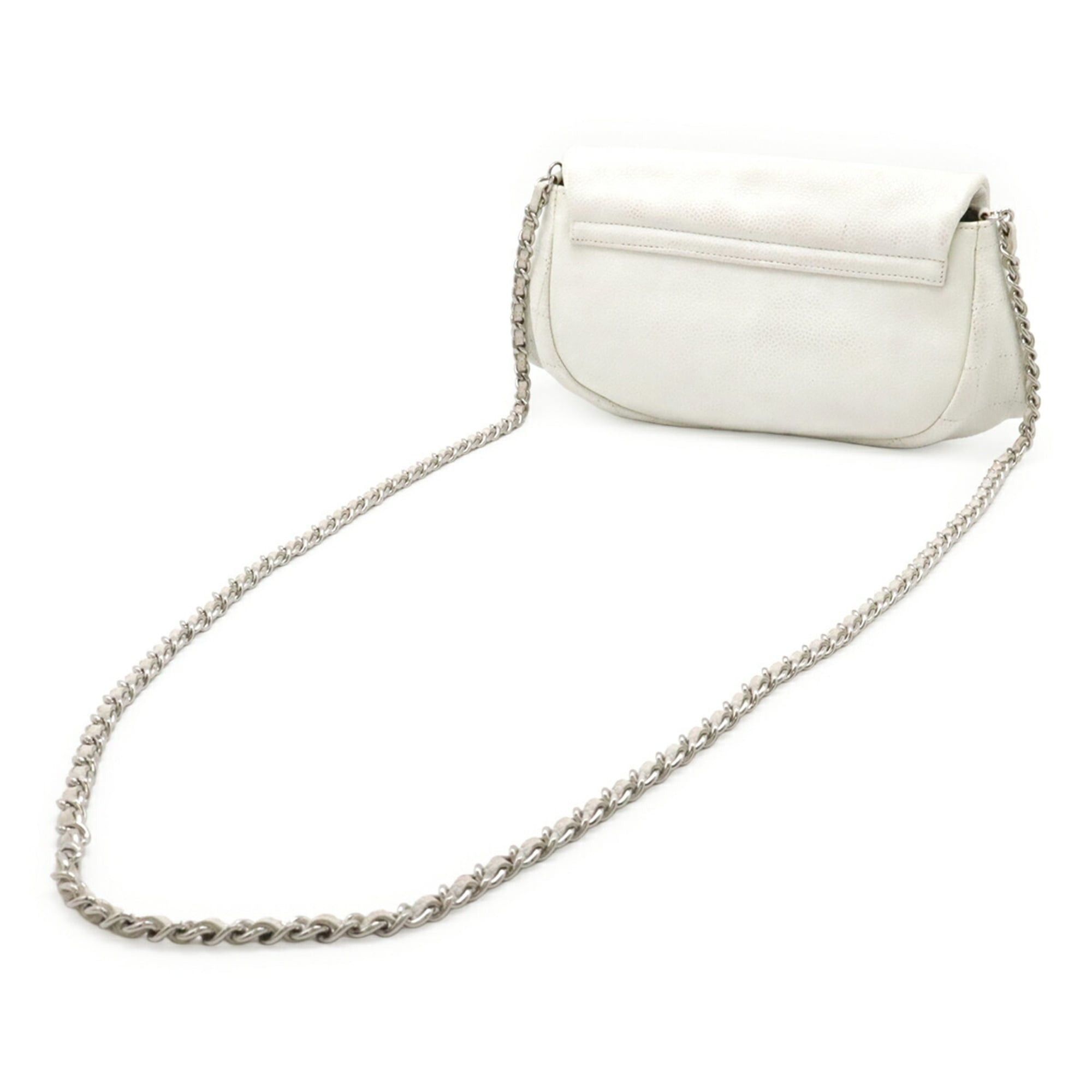 Chanel CHANEL Half Moon Coco Mark Wallet Chain Shoulder Bag Pouch Caviar Leather White A40033 Size ONE SIZE - 3 Thumbnail