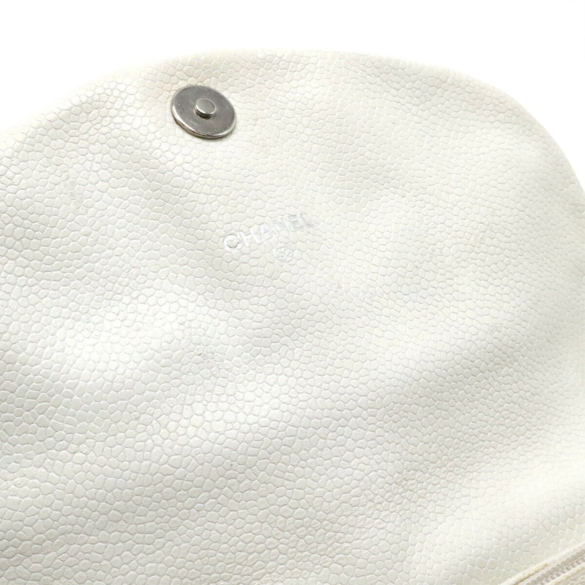 Chanel CHANEL Half Moon Coco Mark Wallet Chain Shoulder Bag Pouch Caviar Leather White A40033 Size ONE SIZE - 9 Thumbnail
