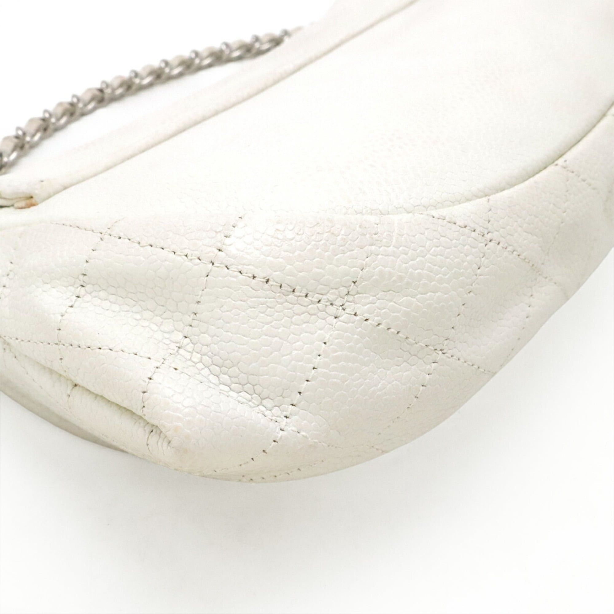 Chanel CHANEL Half Moon Coco Mark Wallet Chain Shoulder Bag Pouch Caviar Leather White A40033 Size ONE SIZE - 4 Thumbnail