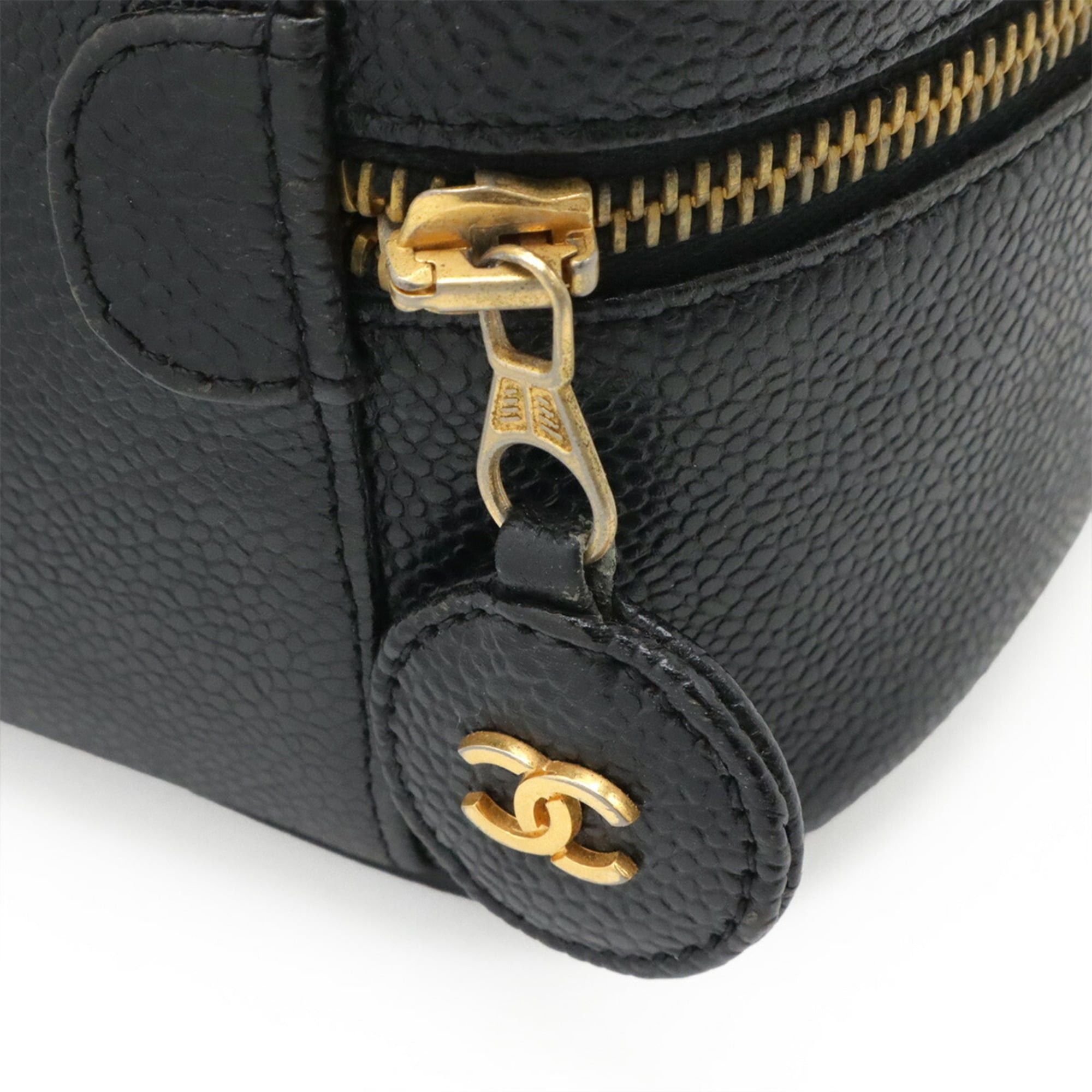 Chanel CHANEL Coco Mark Vanity Bag, Handbag, Pouch, Caviar Leather, Black, A01997 Size ONE SIZE - 5 Thumbnail