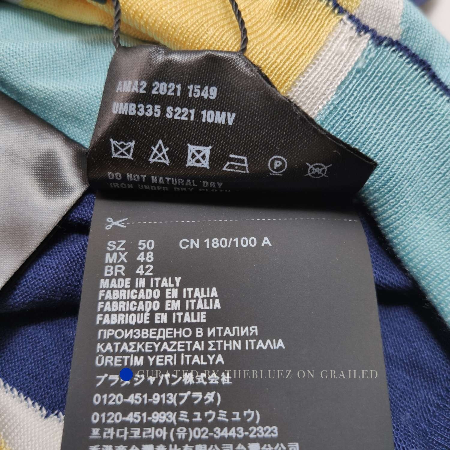 Prada Striped Silk Polo Shirt in Multi Colors Size US M / EU 48-50 / 2 - 6 Thumbnail