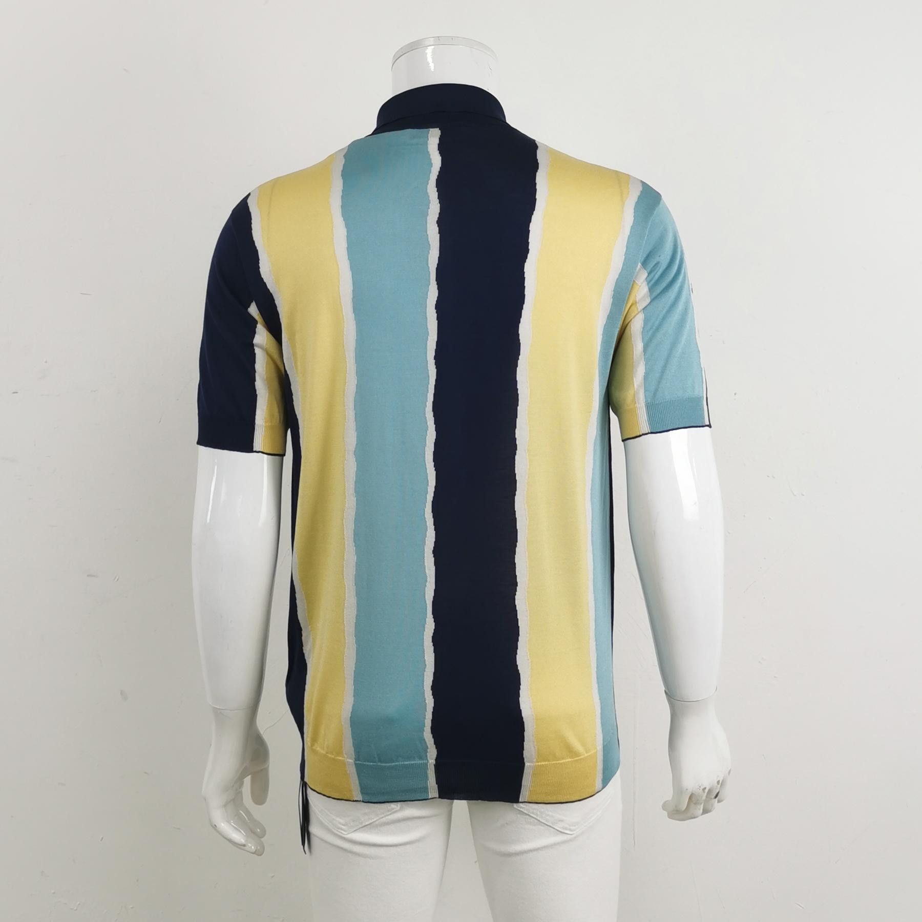 Prada Striped Silk Polo Shirt in Multi Colors Size US M / EU 48-50 / 2 - 2 Thumbnail