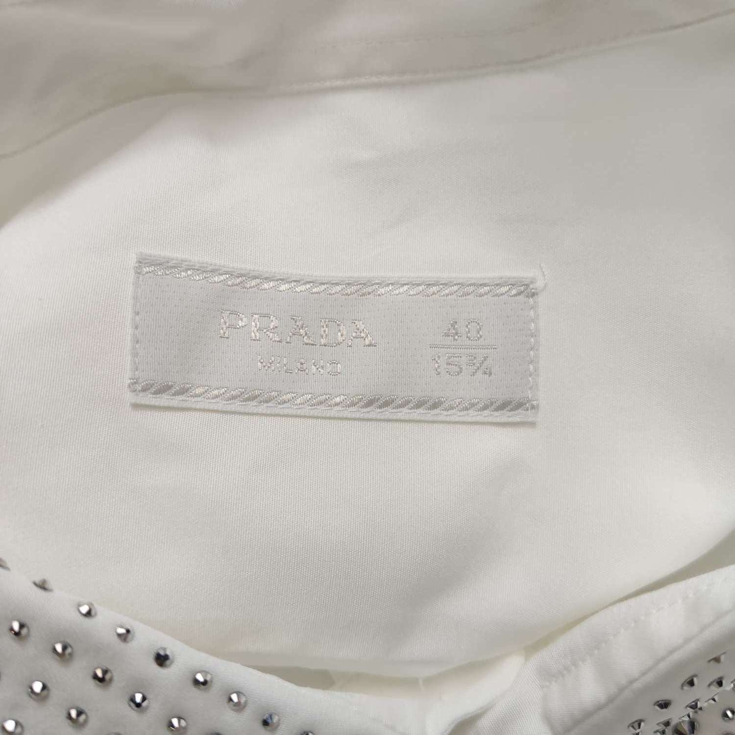 Prada Studded Cotton Button-Up Shirt in White Size US M / EU 48-50 / 2 - 4 Thumbnail