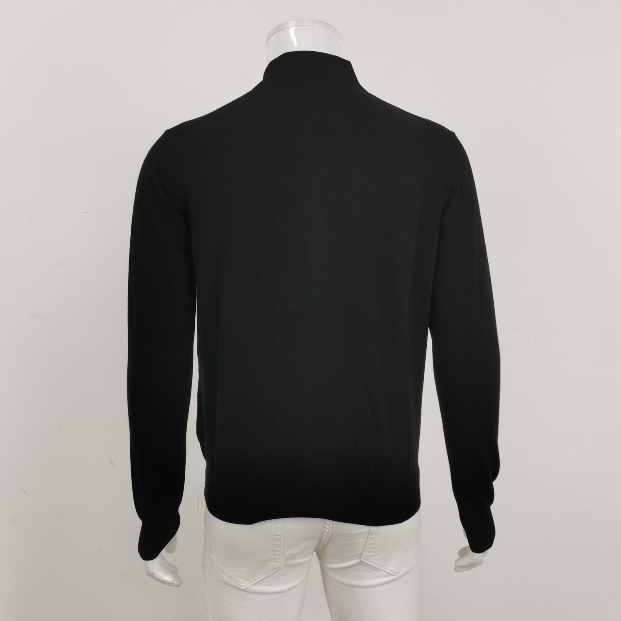 Prada Elegant Black Knit Polo Shirt Size US M / EU 48-50 / 2 - 2 Thumbnail