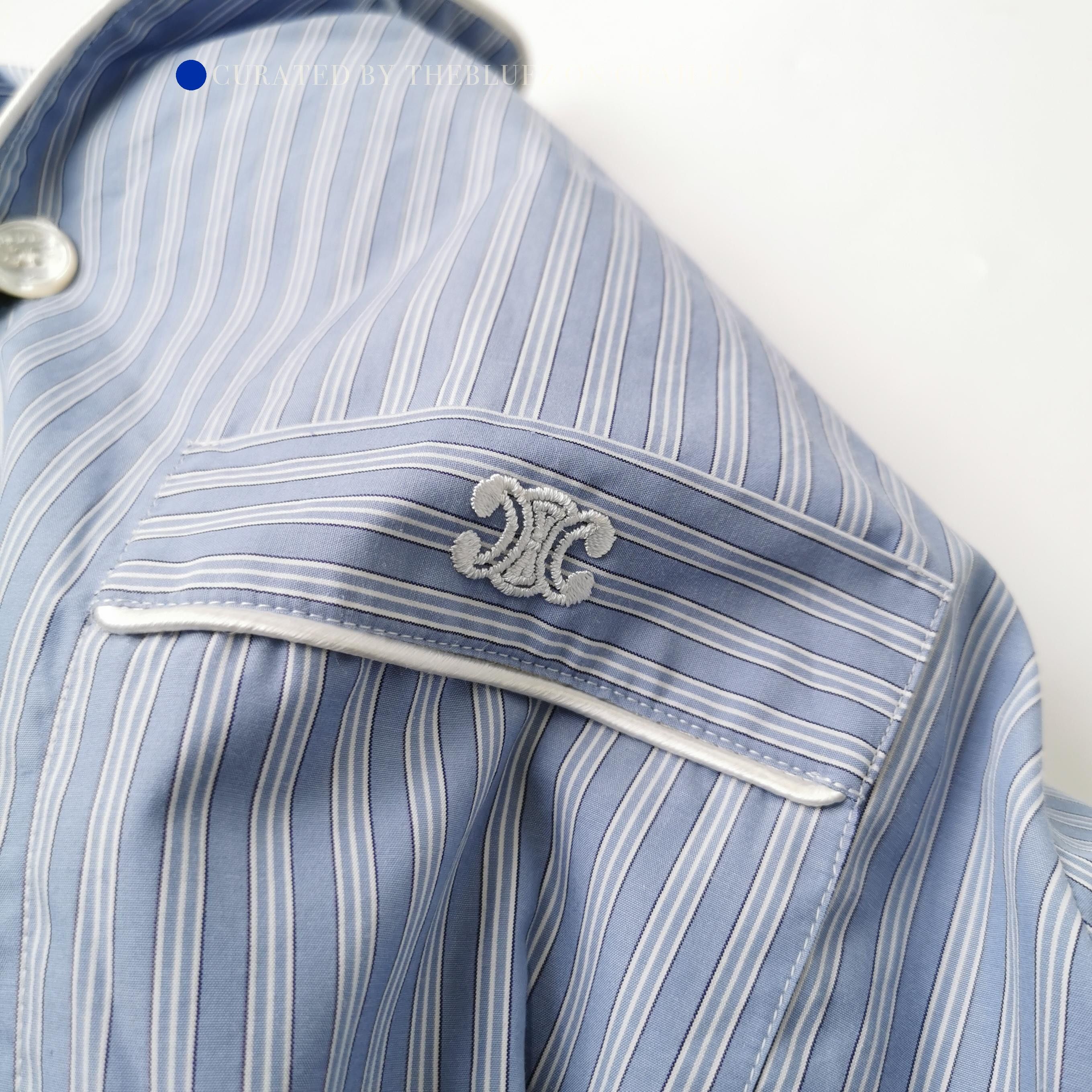 Celine Striped Blue Button-Up Shirt in Size S Size US S / EU 44-46 / 1 - 3 Thumbnail