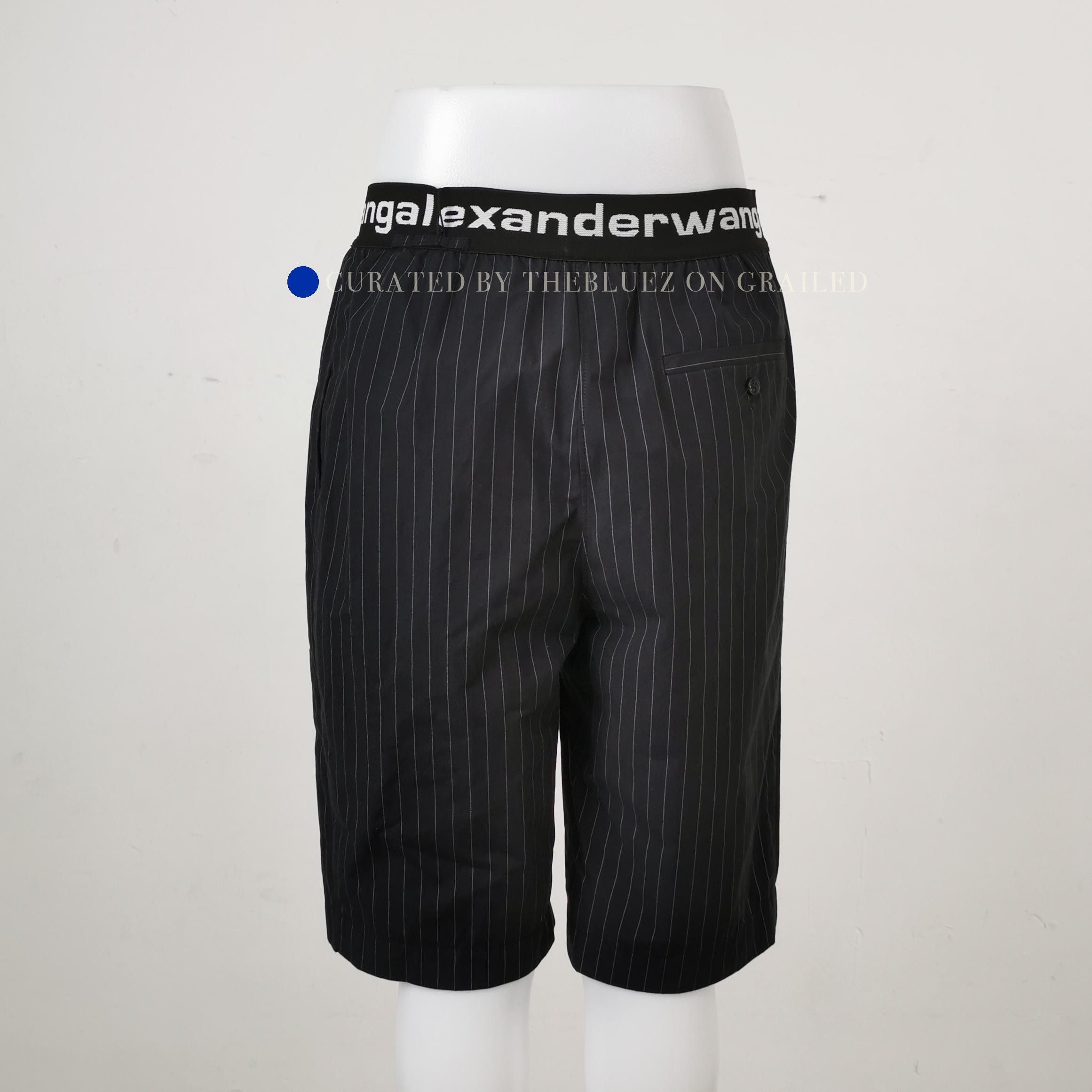 Alexander Wang Black Pinstripe Waistband Shorts Size US 32 / EU 48 - 2 Thumbnail
