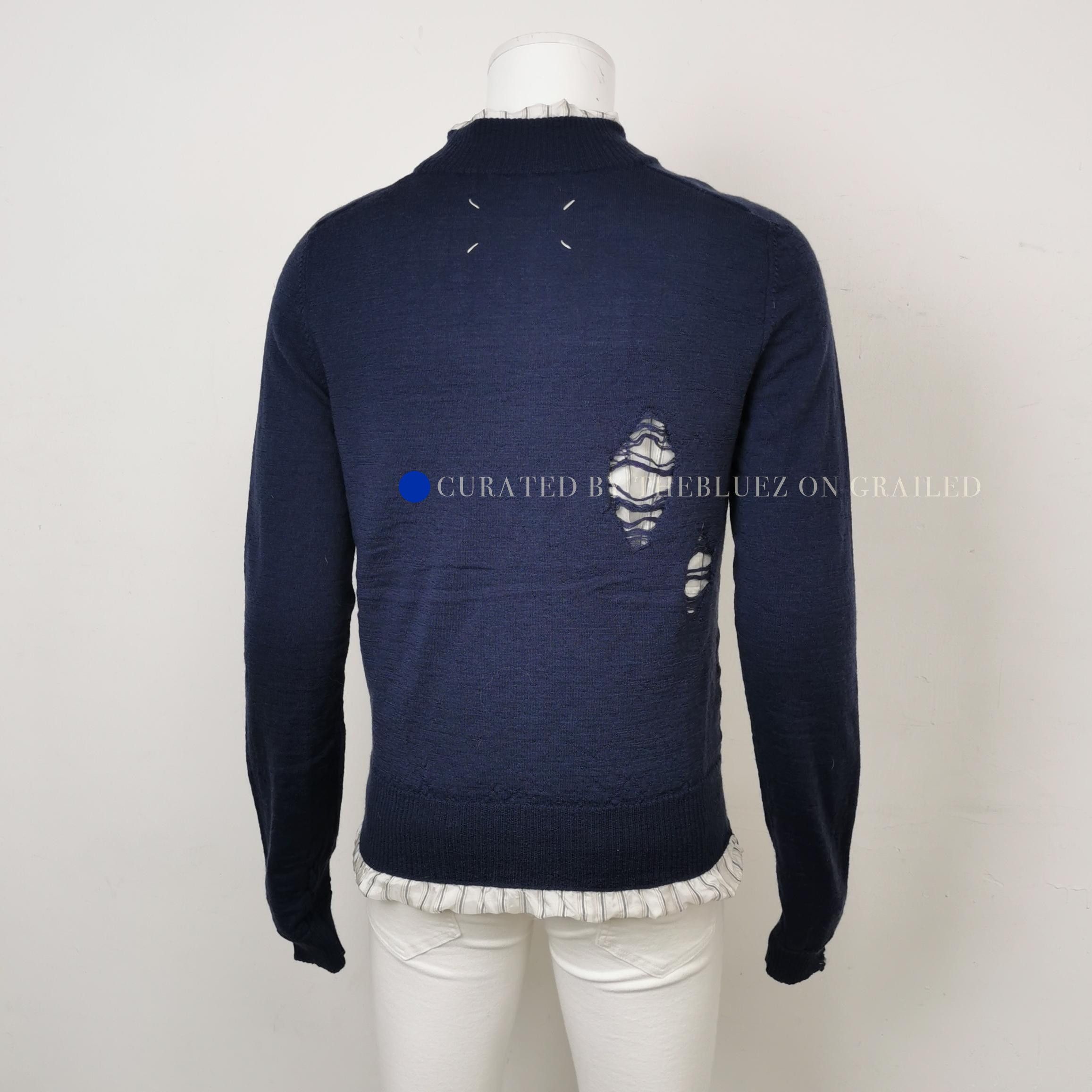 Maison Margiela Distressed Blue Knit Sweater Size M Size US M / EU 48-50 / 2 - 2 Thumbnail