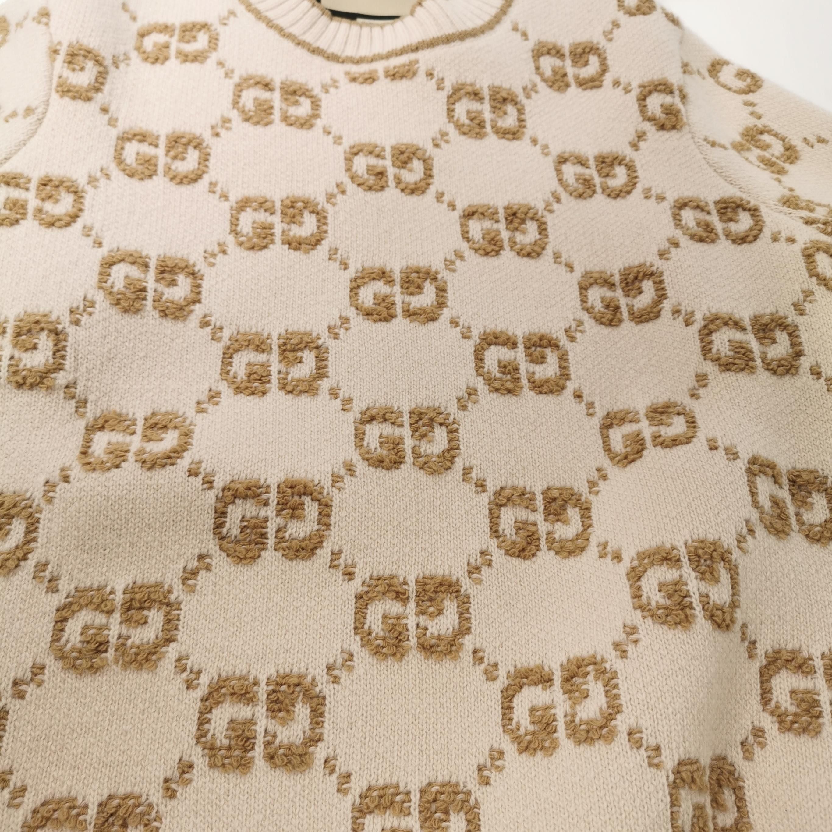 Gucci Beige Monogram Knit Sweater in Size L Size US L / EU 52-54 / 3 - 3 Thumbnail