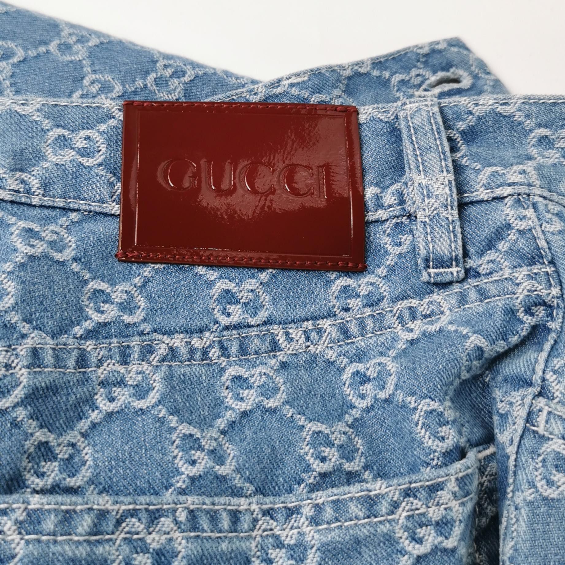 Gucci GG Monogram Blue Denim Jeans Size 26 Size US 26 / EU 42 - 3 Thumbnail