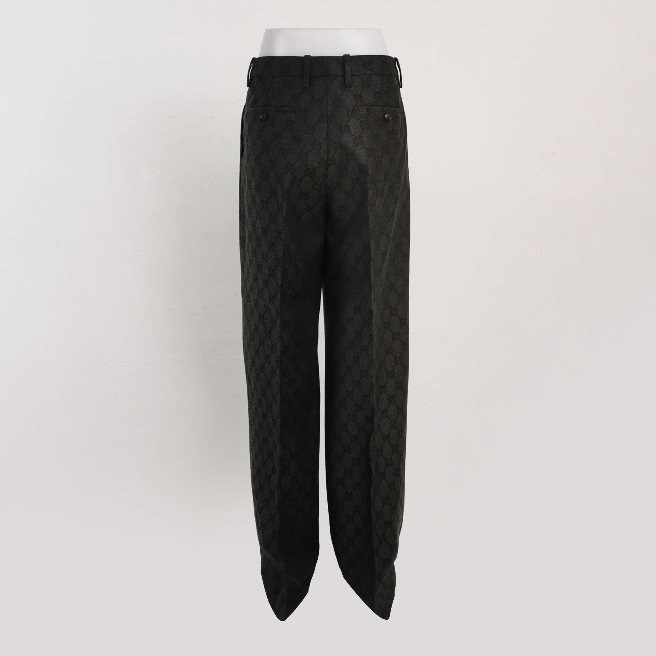 Gucci Black GG Monogram Wool Trousers Size 26 Size US 26 / EU 42 - 2 Thumbnail