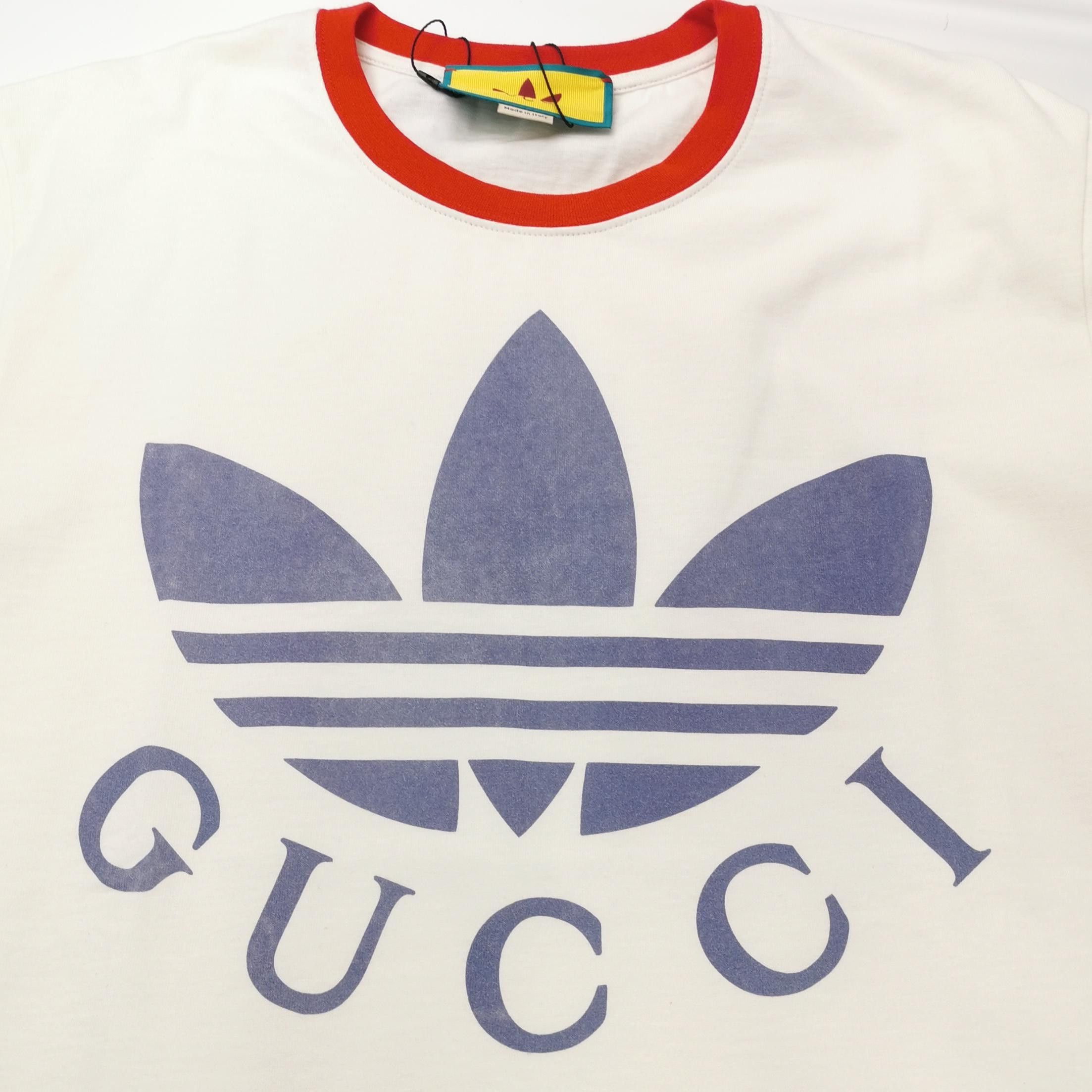 Gucci White Logo T-Shirt with Adidas Collaboration Size US XS / EU 42 / 0 - 3 Thumbnail